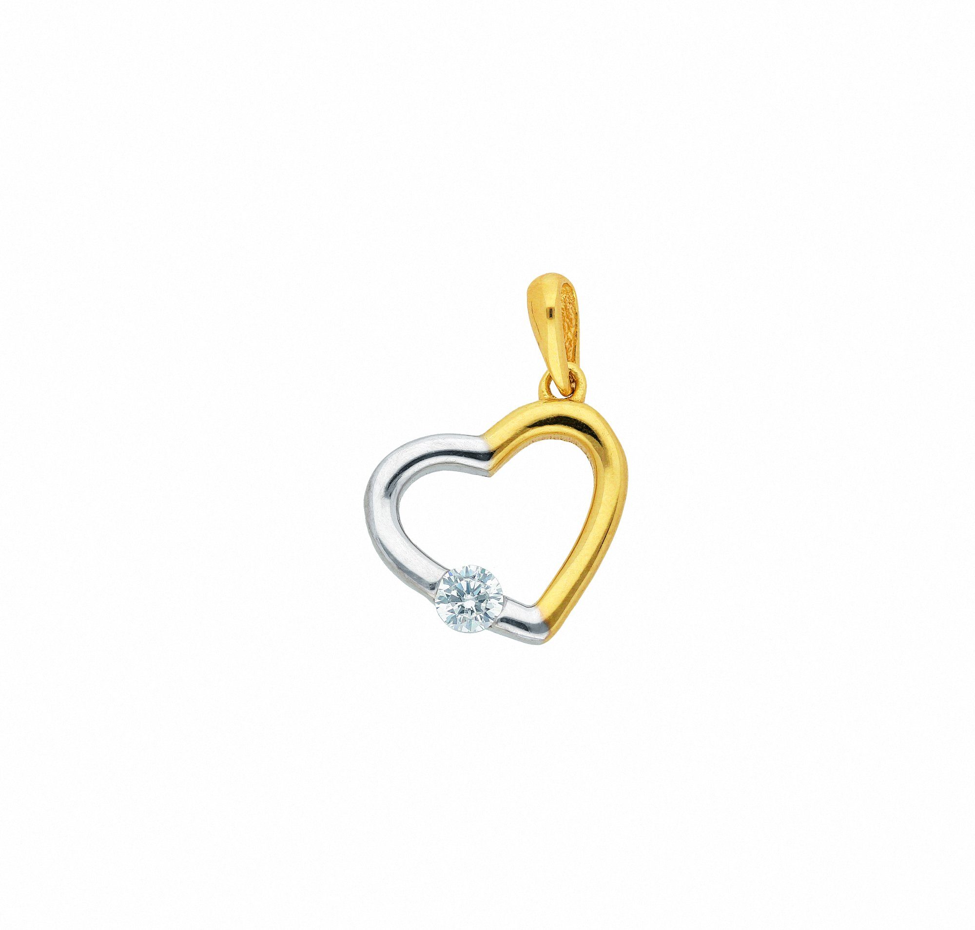 Kettenanhänger Herzanhänger 333 Gold (8K) mit Zirkonia