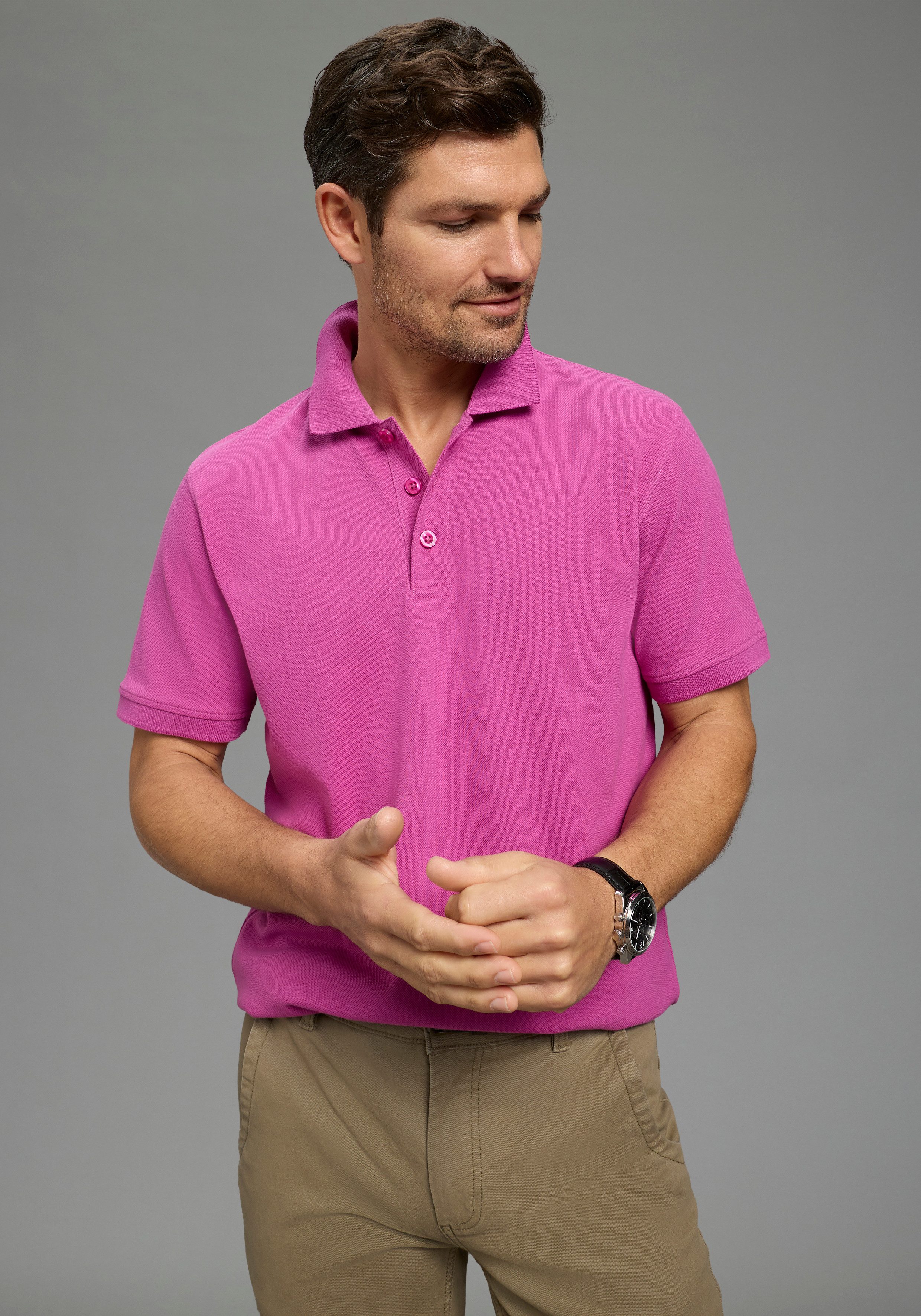 Man's World Poloshirt Kurzarm, lockere Passform, unifarben