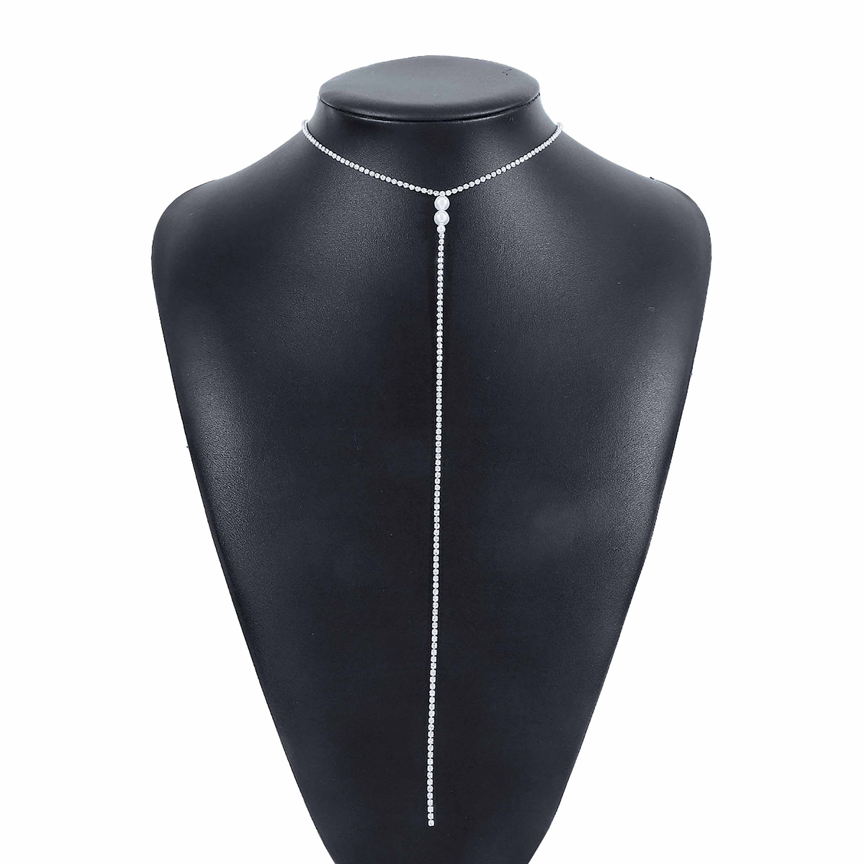 Perle Halskette Y-Kette für Frauen SRRINM Strass Y
