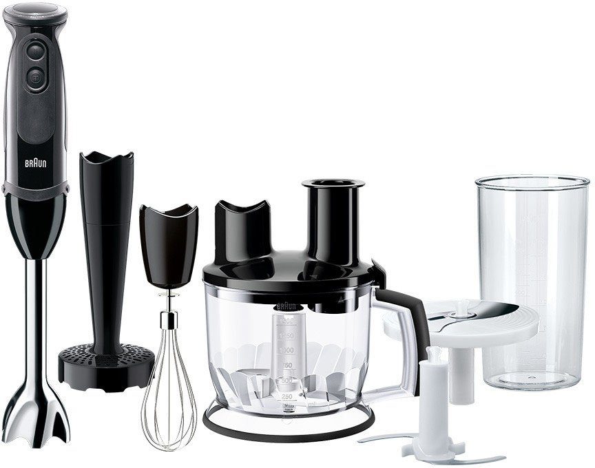 Braun Stabmixer MQ 5277BK MultiQuick 5 Vario, 1000 W, mit Schneebesen, Küchenmaschine, Gemüsestampfer und 600 ml Mixbecher