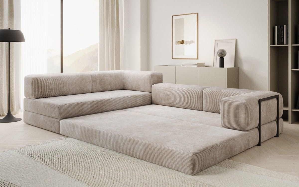 Luxusbetten24 Sofa Designer Sofa Lazy L, mit Aufklappfunktion und Cordbezug günstig online kaufen