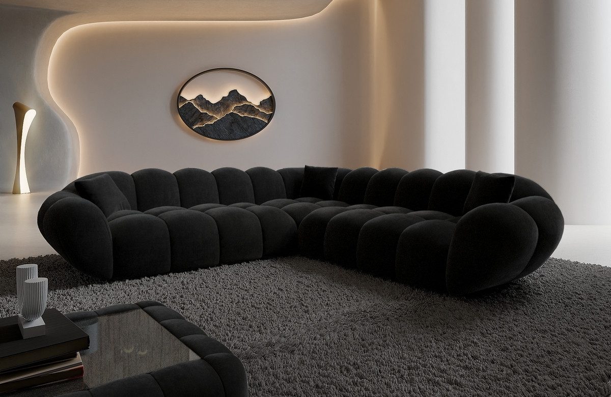 Sofa Dreams Ecksofa Maleron L Form Polstersofa, Design, 4-Sitzer, Loungesofa, Samtstoff Bezug in Schwarz