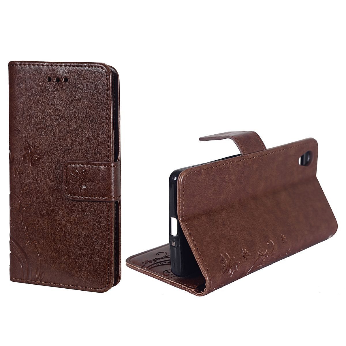 König Design Handyhülle Sony Xperia X, Sony Xperia X Handyhülle Bookcover Braun