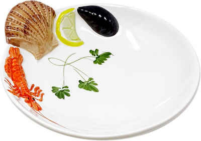 Lashuma Suppenteller Meeresfrüchte, (1 St), Runder Тарелка обеденная tief Ø 22 cm mit Relief Dekor