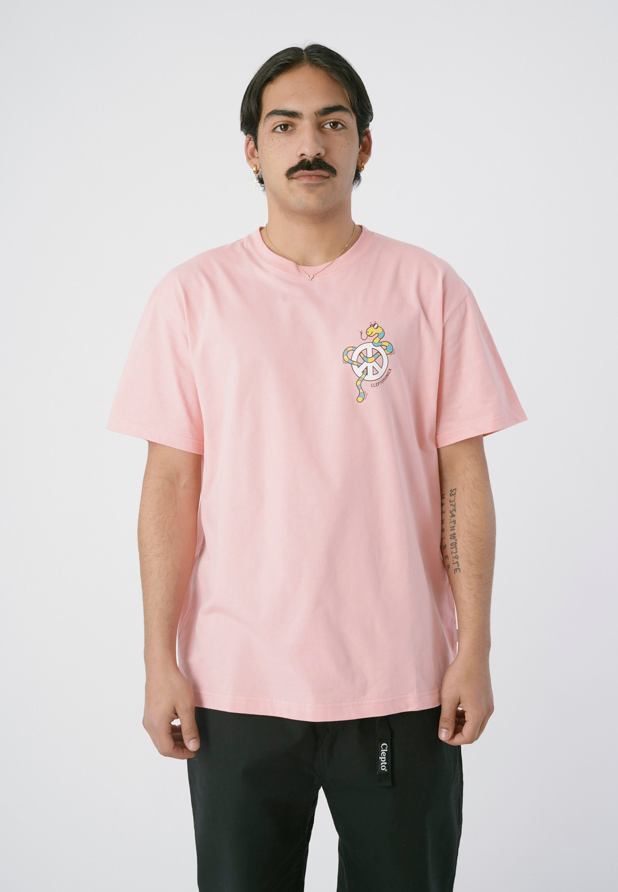 Cleptomanicx T-Shirt Blind Snake mit lockerem Schnitt rosa