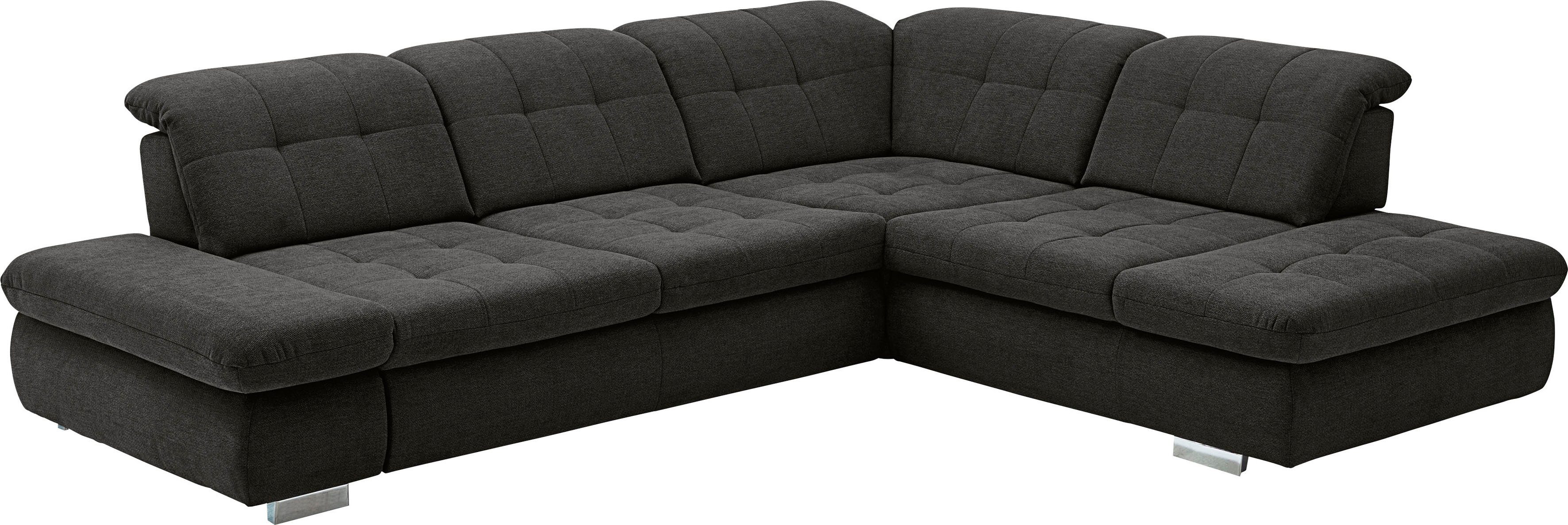 Die PlanBar Ecksofa MP-IN17004, wahlweise mit Bettfunktion, Sitztiefen- und Kopfteilverstellung Belle black | Belle black | Belle black