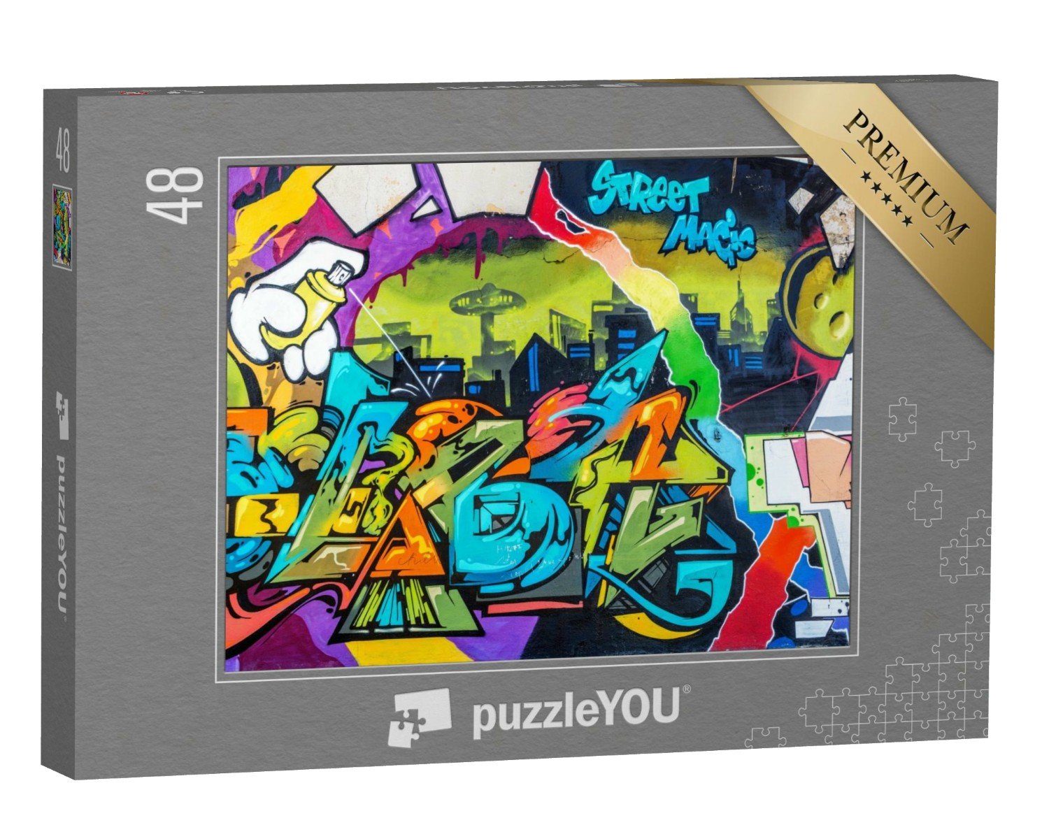 puzzleYOU Puzzle Wand ist mit abstrakten Zeichnungen dekoriert, 48 Puzzleteile, puzzleYOU-Kollektionen Graffiti, Kunst & Fantasy