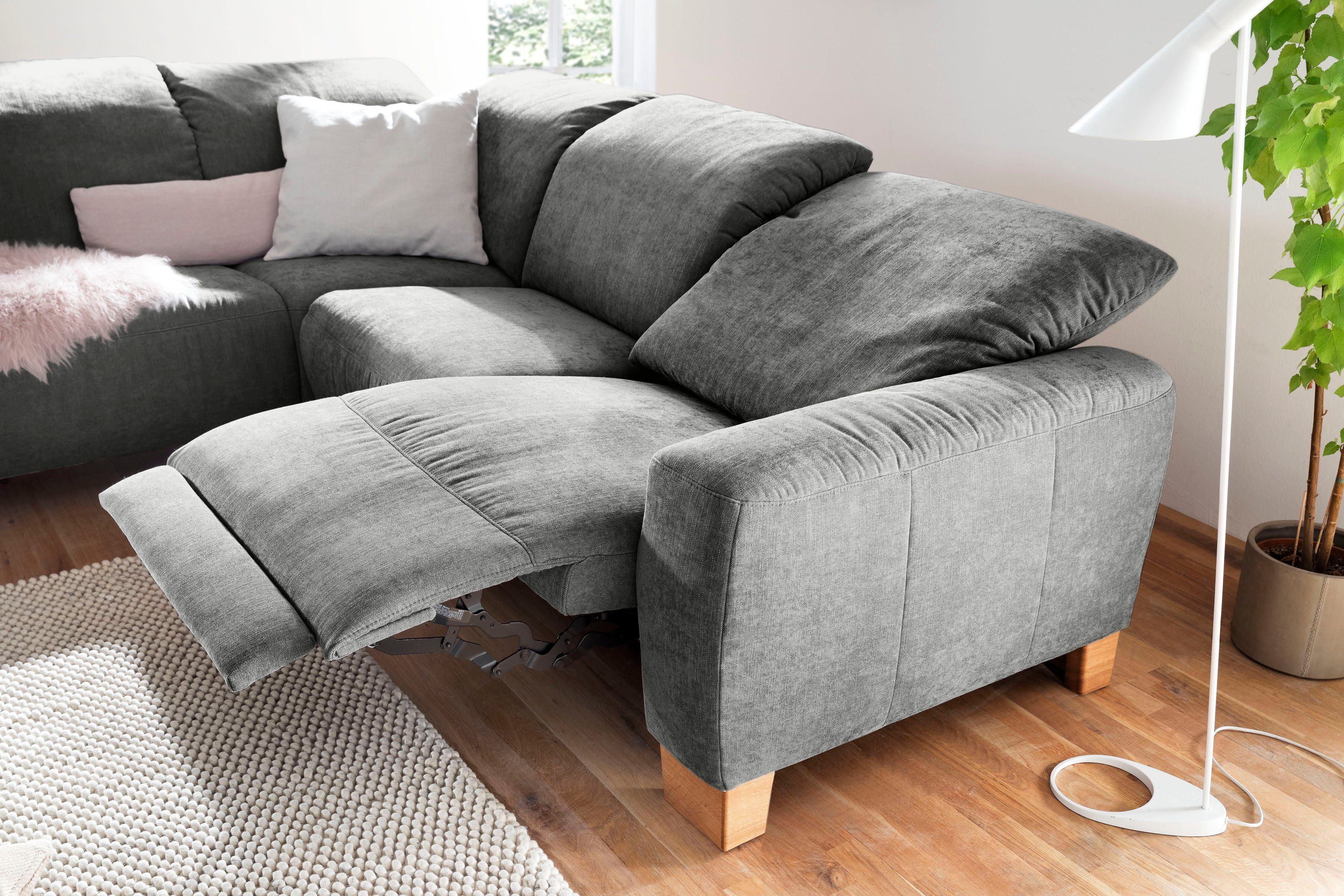 Home affaire Ecksofa Hörnum bequemes Wohlfühlsofa, Federkern, Breite 281cm, L-Form, wahlweise mit motorischer Relaxfunktion, mit verstellbarer Kopfstütze