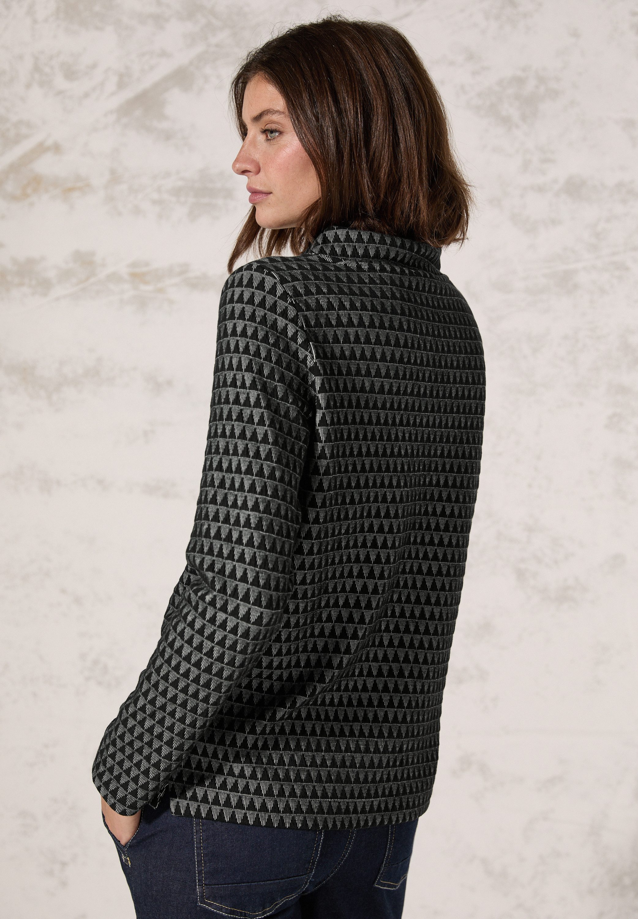 CECIL Langarmshirt aus Baumwolle mit Stretchante günstig online kaufen