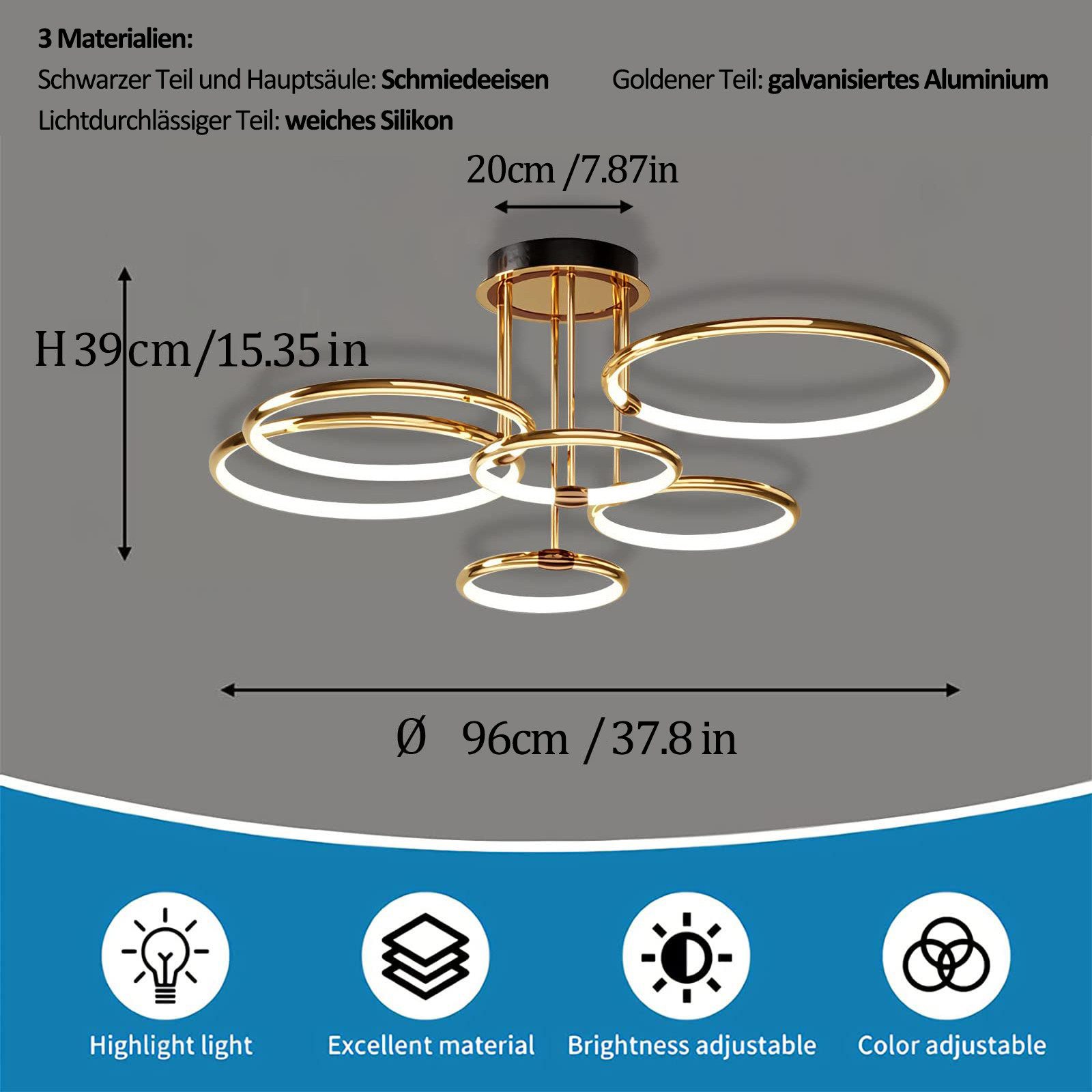ZEUOPQ Deckenleuchten Deckenlampen 6 Ring Design günstig online kaufen