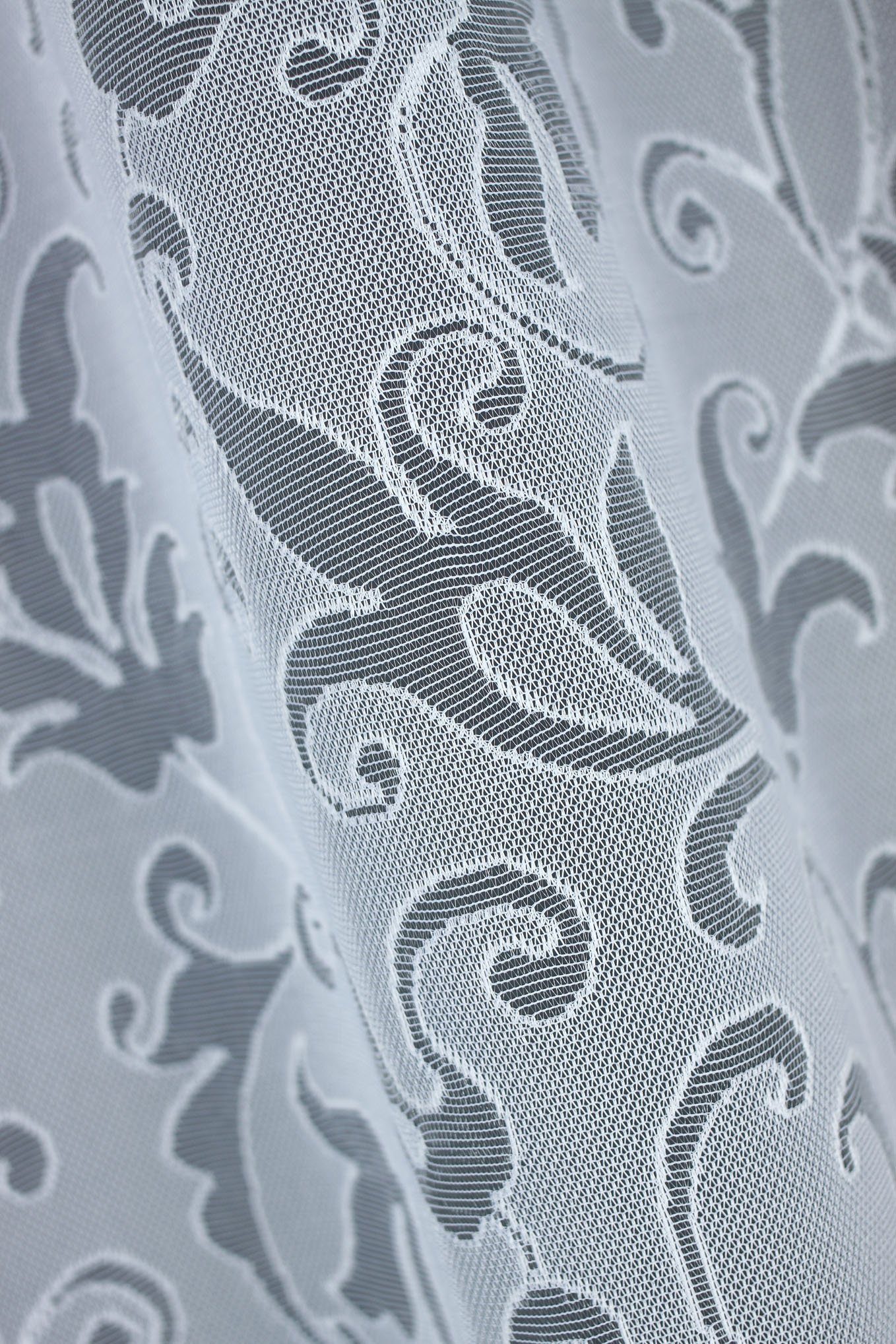 Gardine Giglio Bianco, QBTEXTIL, Kräuselband, Store, Weiß, Jacquard-Stoff