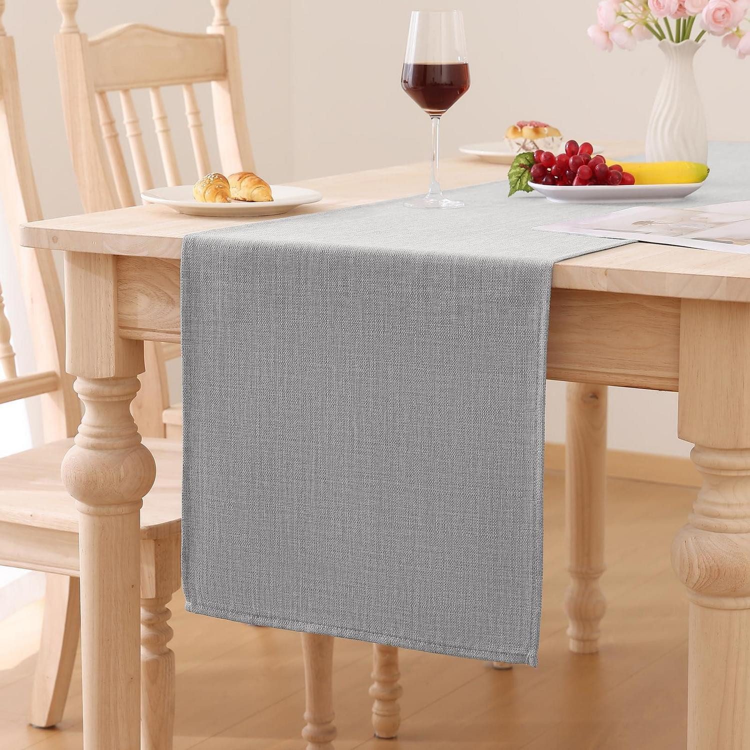 LuxusKollektion Tischläufer Tischläufer Leinenoptik Hellgrau 40x100 cm (1-tlg)