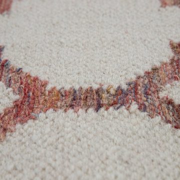 Wollteppich Kenitra 503, Paco Home, rechteckig, Höhe: 12 mm, Handweb Teppich, Flachgewebe, reine Wolle, handgewebt, mit Fransen