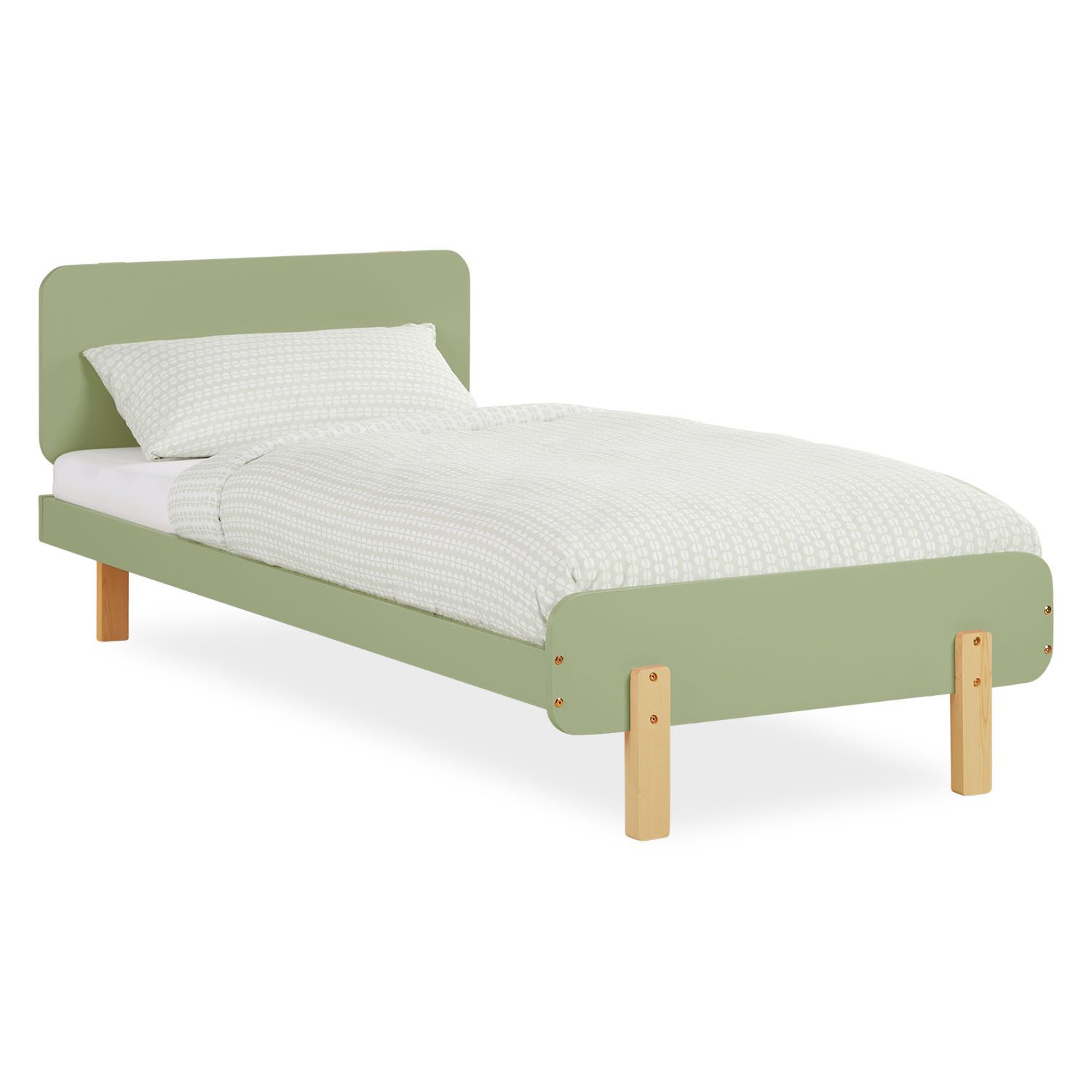 Homestyle4u Kinderbett 90x200 Kinderzimmer Holzbett Einzelbett Jugendbett Holzfüße Gästebett (Set, mit Lattenrost), Grün