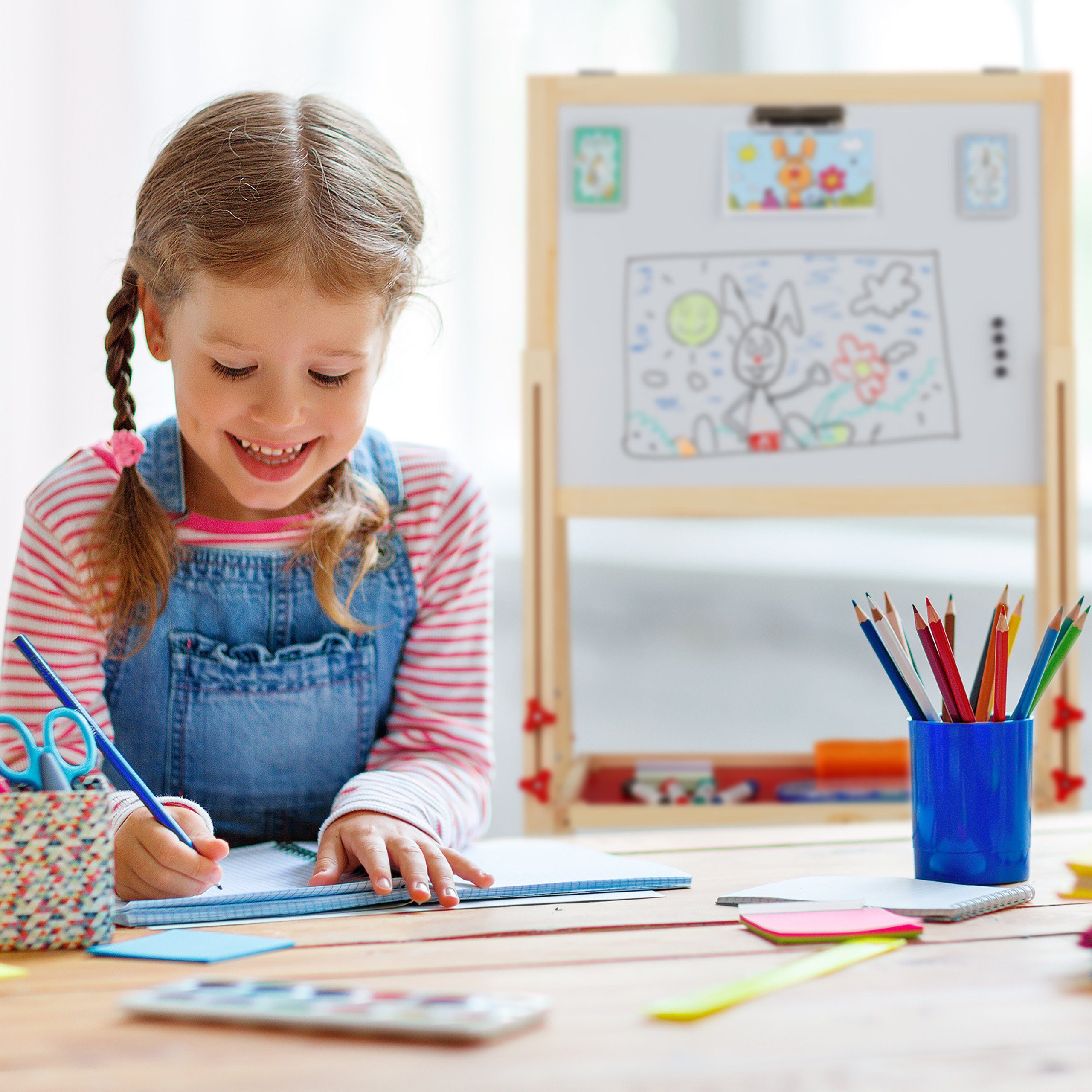 relaxdays Standtafel Doppelseitige Standtafel für Kinder günstig online kaufen