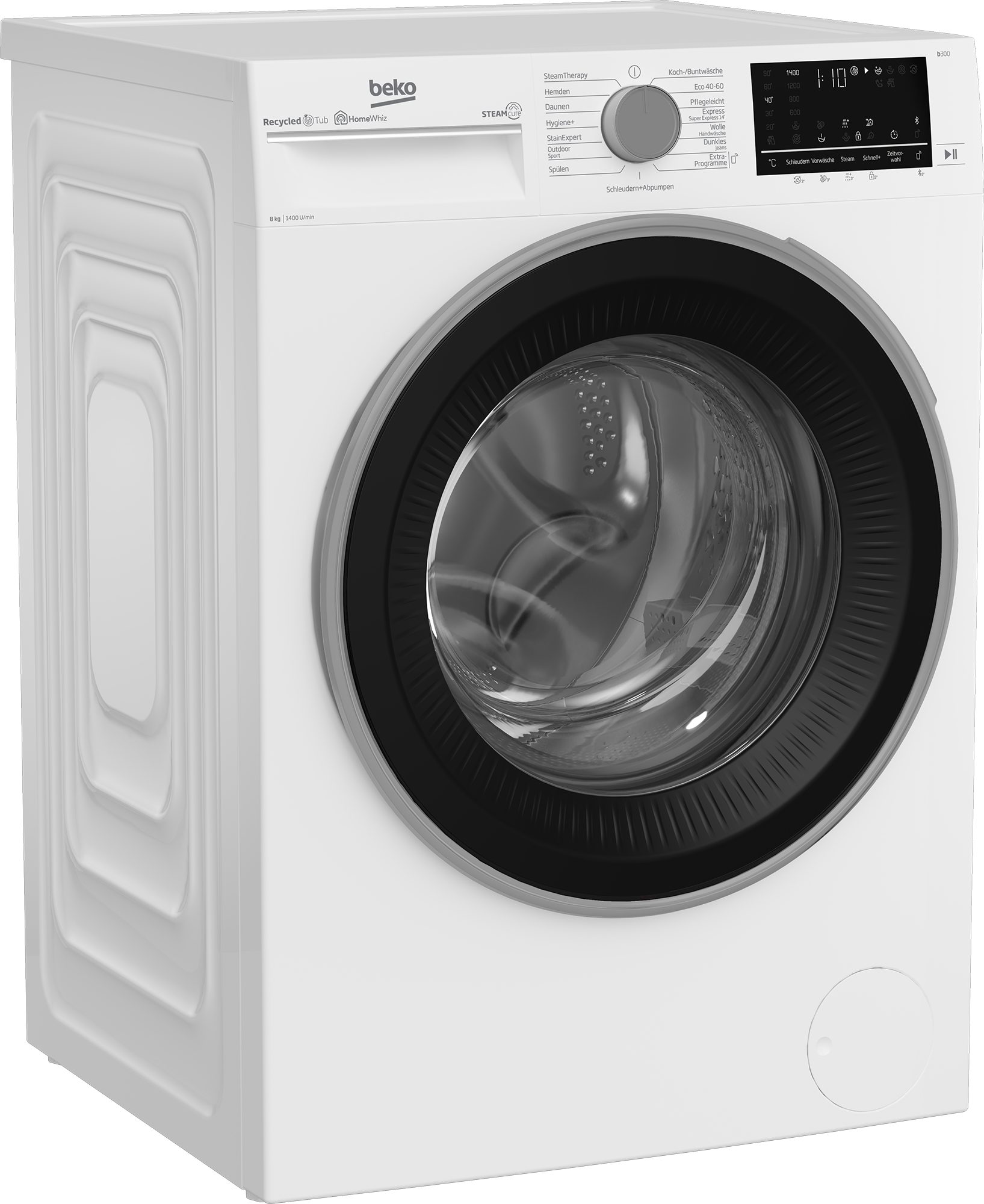 BEKO Waschmaschine b300 B3WFU58415W1, 8 kg, 1400 U/min, SteamCure - 99% allergenfrei | Frontlader