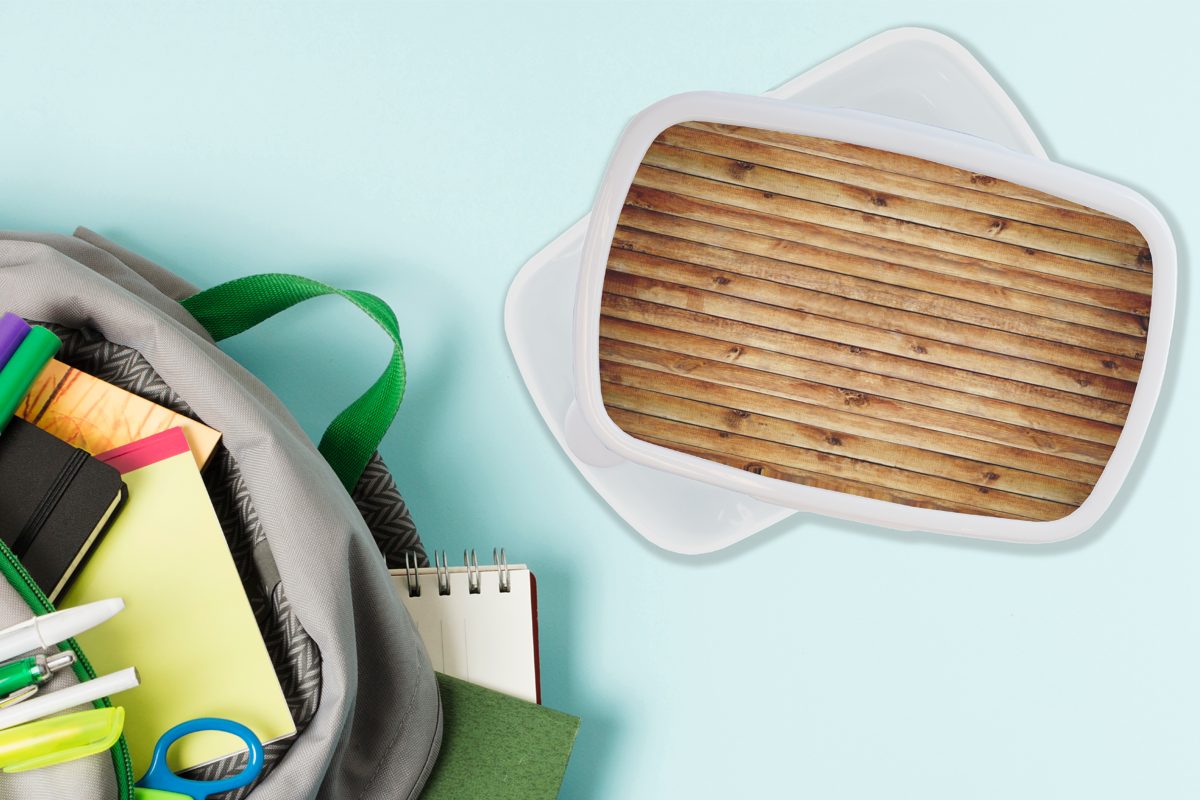 für - Kunststoff, und Brotbox Holz, weiß (2-tlg), Regale Lunchbox - Jungs Brotdose, für und Kinder MuchoWow Mädchen Erwachsene, Wand