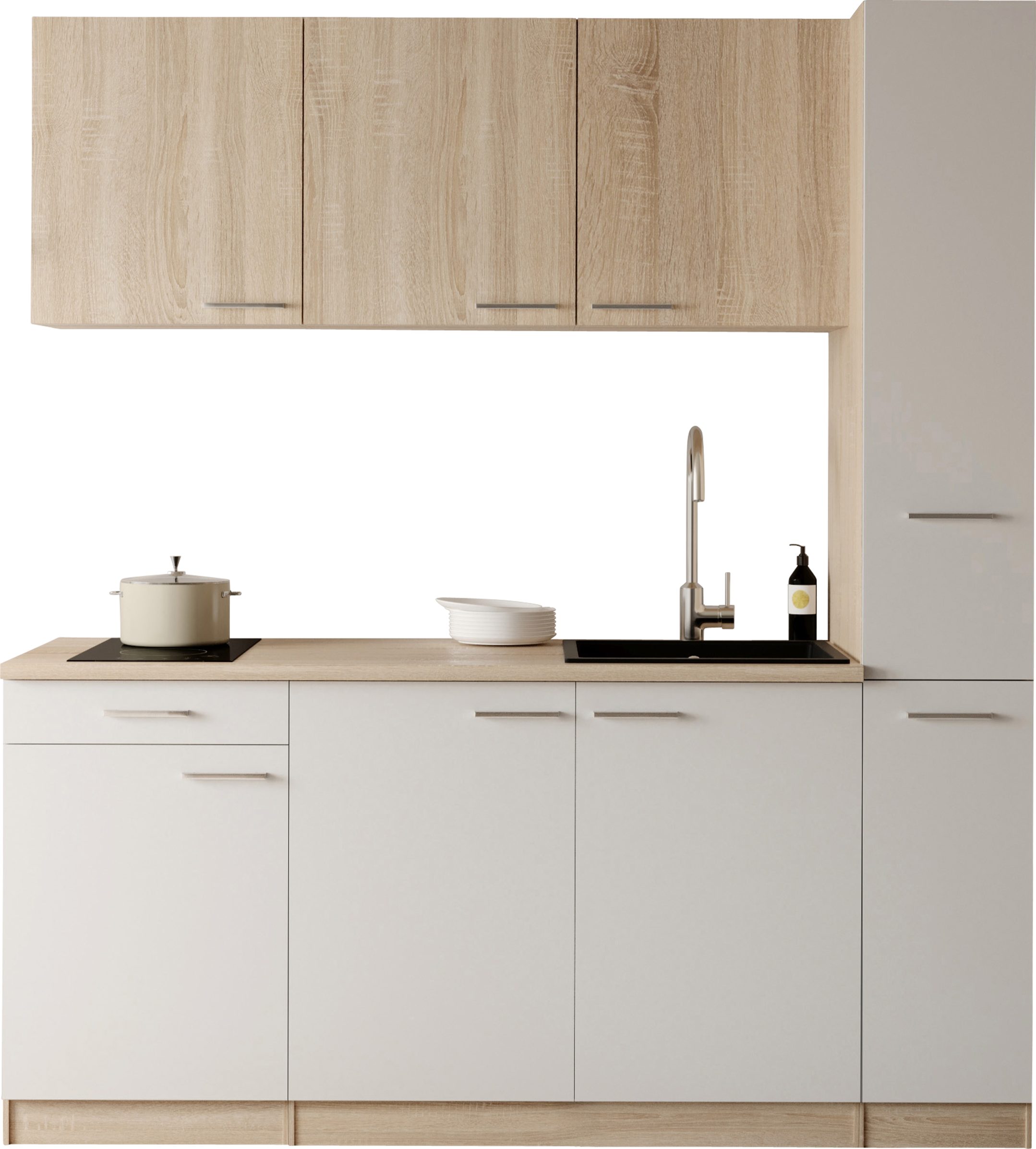 RESPEKTA Küchenzeile Ingrid, zerlegt, wahlweise mit Kühlschrank, Soft-Close-Funktion, Breite 180 cm