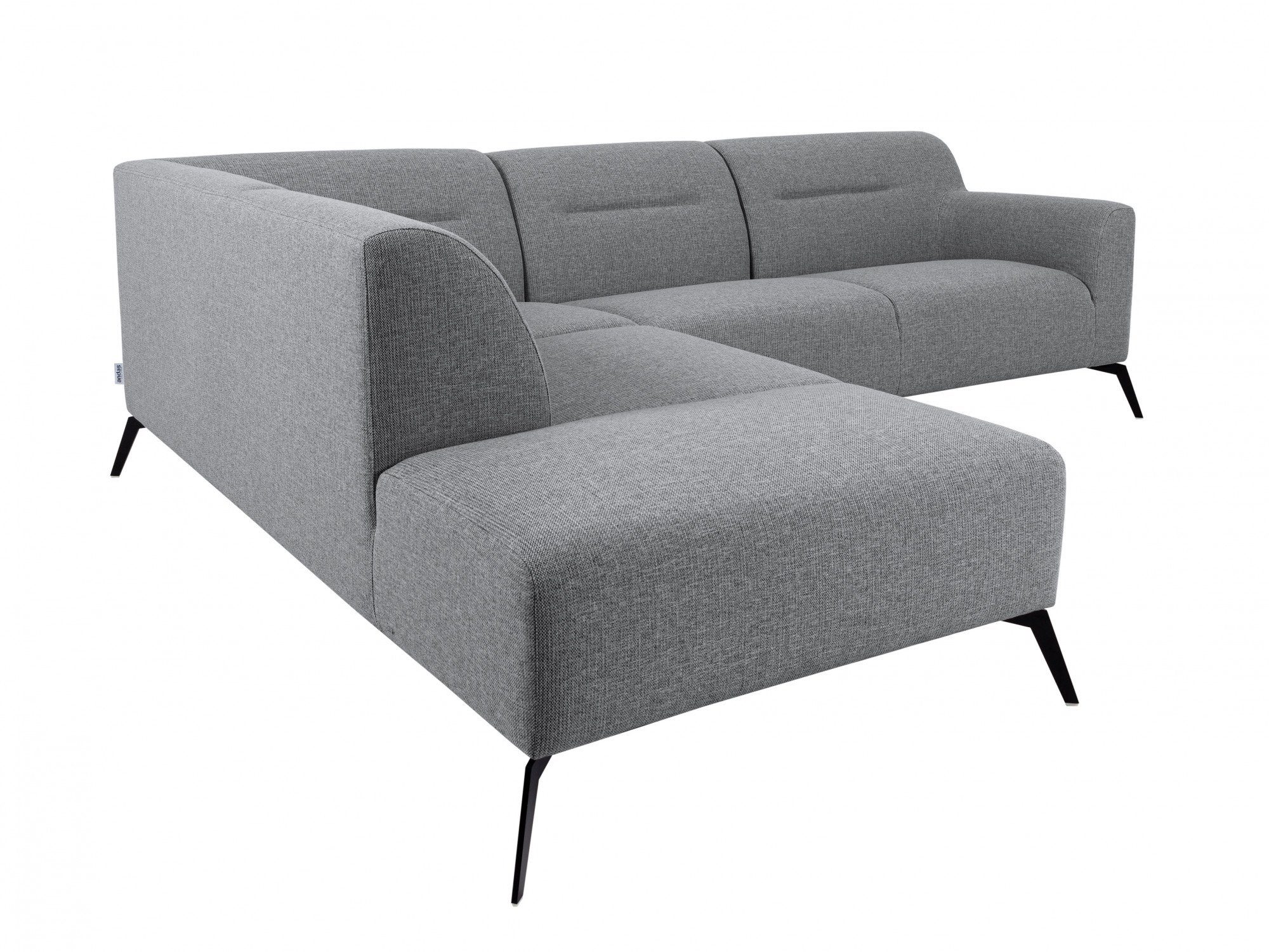 Ecksofa mit eleganten Gausdal, andas Metallfüßen, mit Armlehnen abgerundeten