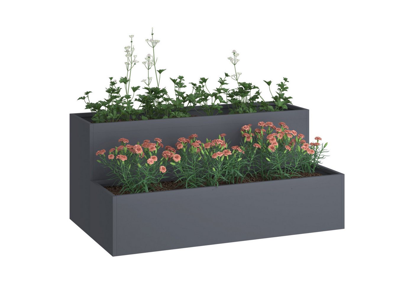 Thumbnail - vidaXL Blumentopf Pflanzkasten mit 2 Etagen 100x60x45 cm Anthrazit Stahl (1 St)