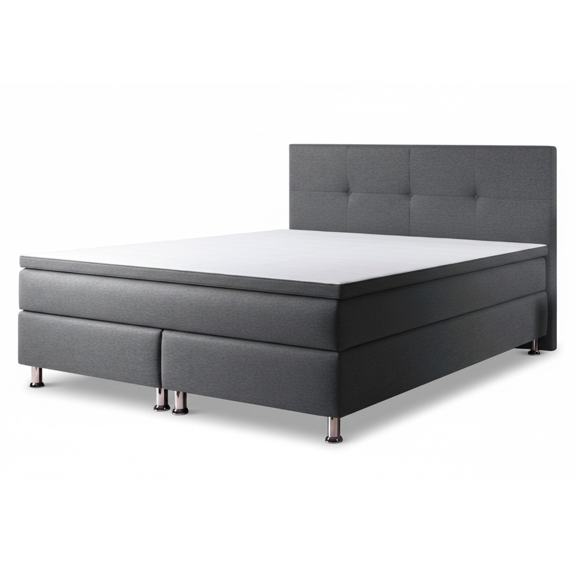 M-Punkt24 Boxspringbett Boxspringbett LINZ 180x200 cm Grau/Anthrazit (Anthrazit/Grau, mit 7 Zonen Taschenfederkern-Matratze, inkl. Topper), SOFORT LIEFERBAR