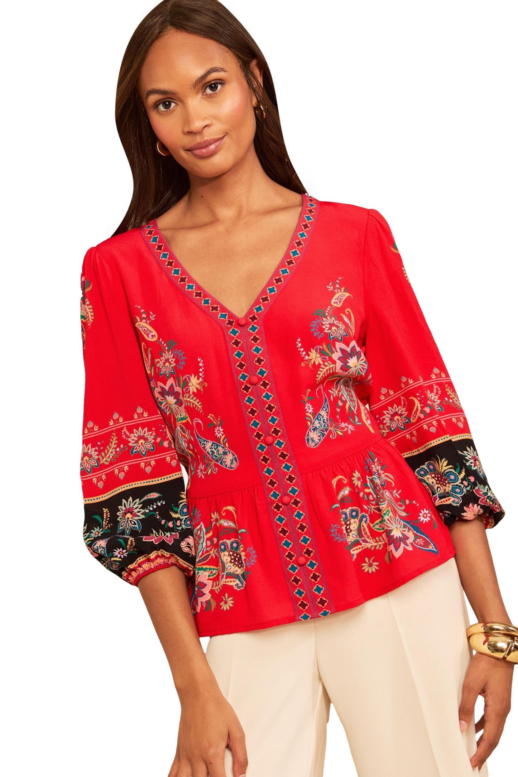 Love & Roses Spitzenbluse Love & Roses Oberteil mit Paisleymotiv (1-tlg)