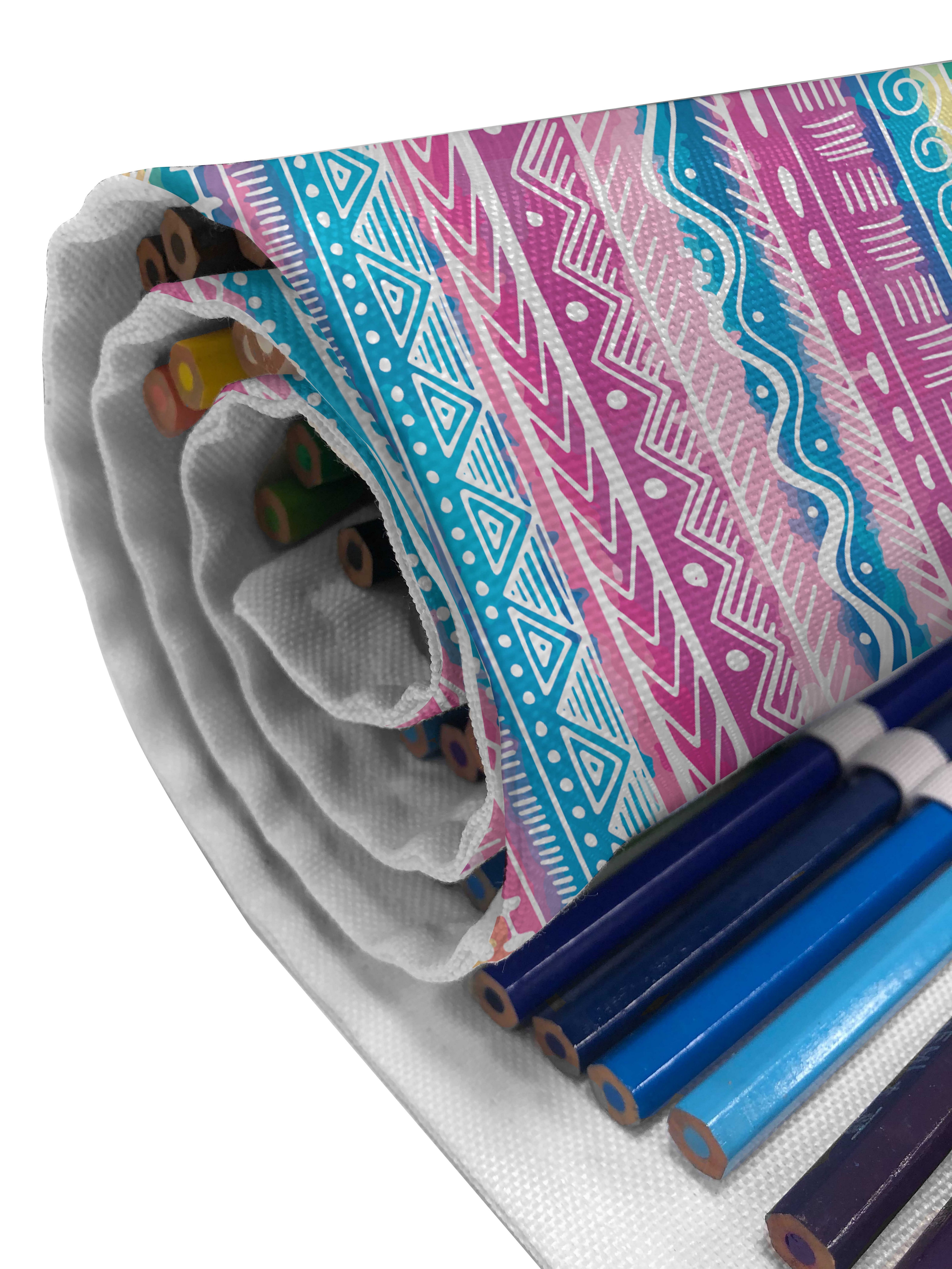 Abakuhaus Federmäppchen Stammes langlebig Aquarell Stripes tragbar Organizer, Pink Blau und Cream Aztec Segeltuch Stiftablage