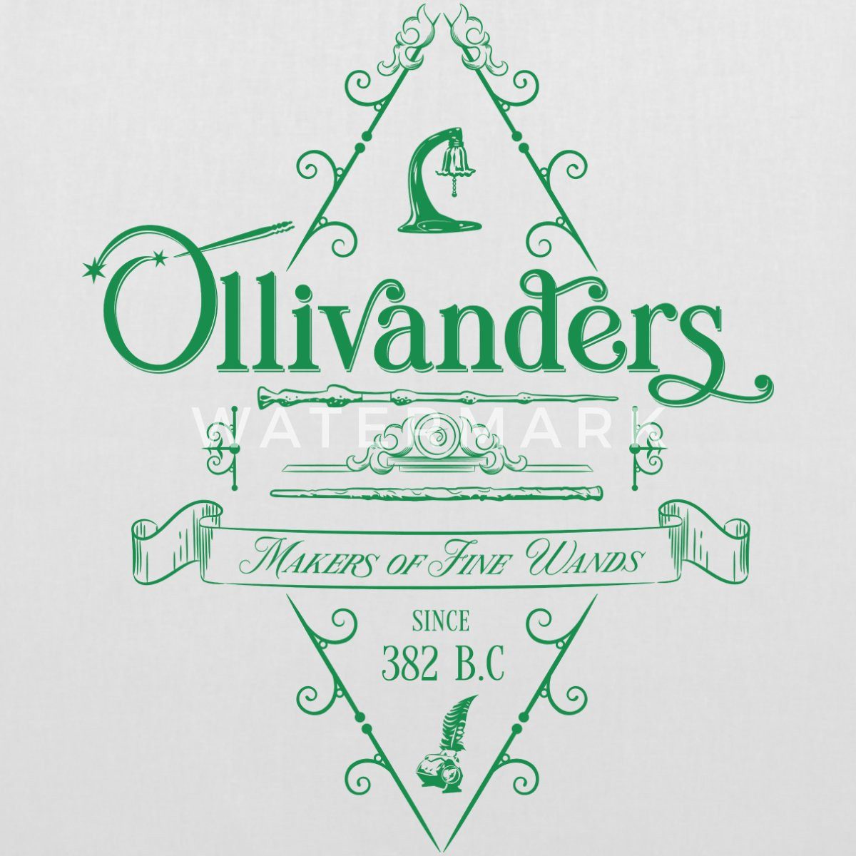 Spreadshirt Henkeltasche Harry Potter Ollivanders Geschäft Grünes Logo Stoffbeutel (1-tlg)