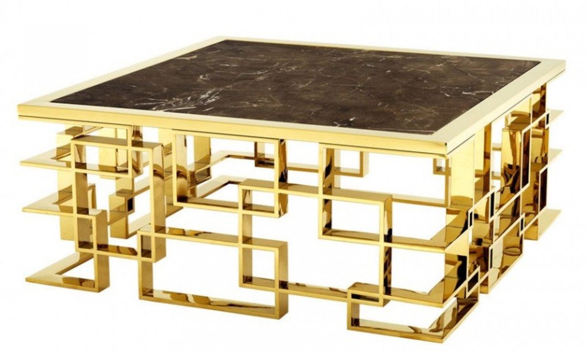 Casa Padrino Couchtisch Edelstahl 45 Couchtisch H. x - mit 100 Hotel Luxus Möbel - Marmorplatte / 100 Tisch Deco Art Gold Finish Salon x cm