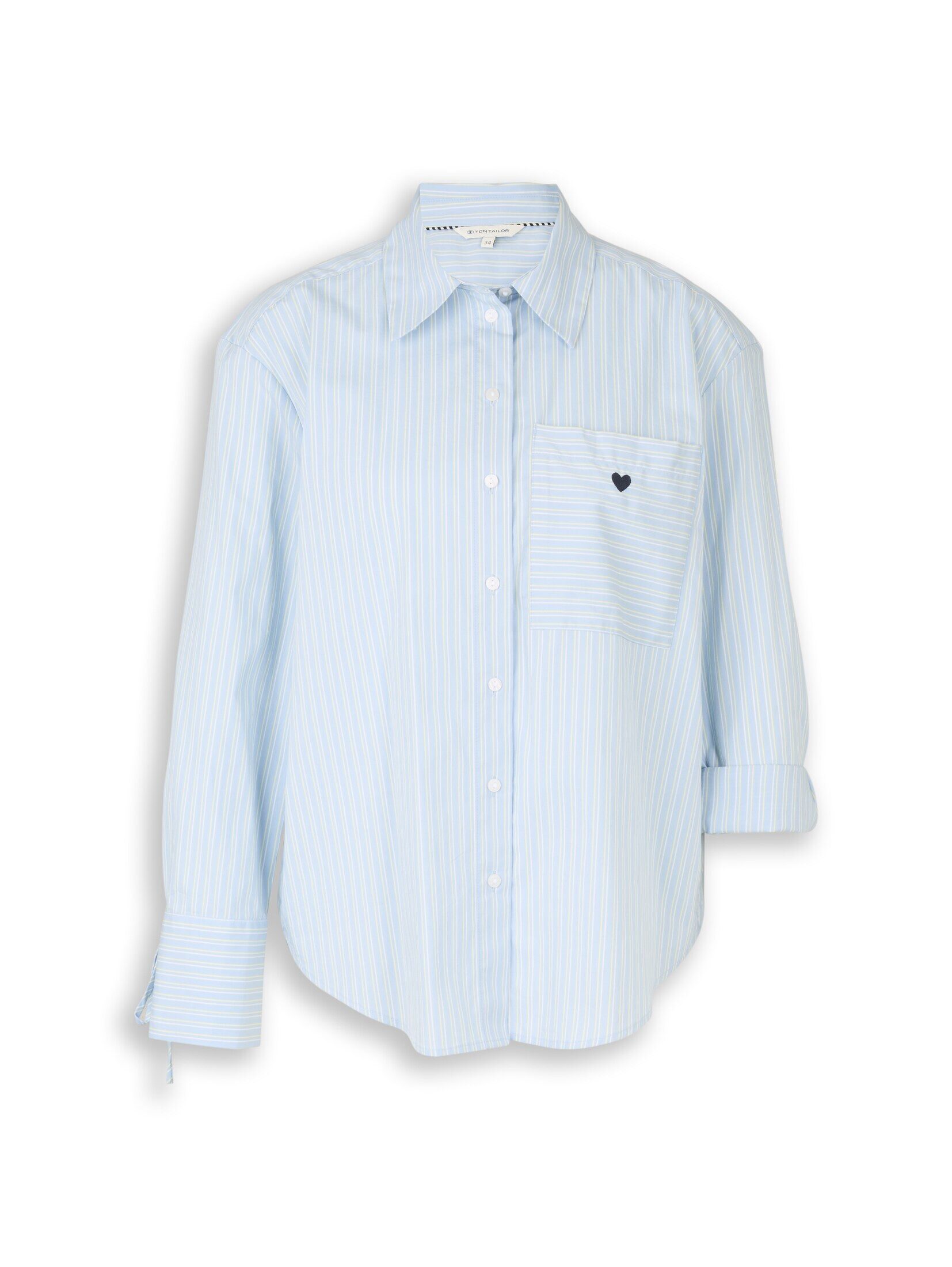 TOM TAILOR Langarmbluse Blusen & Shirts Oversize Hemdbluse mit Herz-Stickerei