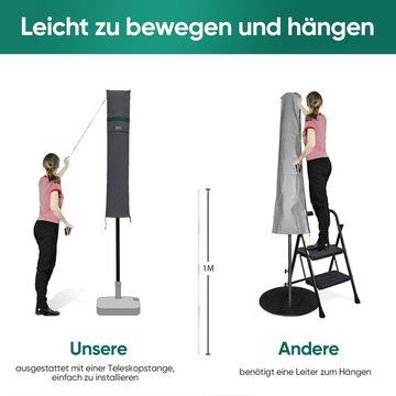 Sekey Sonnenschirm-Schutzhülle Amepschirm Schutzhülle für Sonnenschirm mit Reißverschluss und Stab, für Ø 180 cm / Ø 200 cm / 200 x 150 cm / 200 x 125 cm Gartenschirm