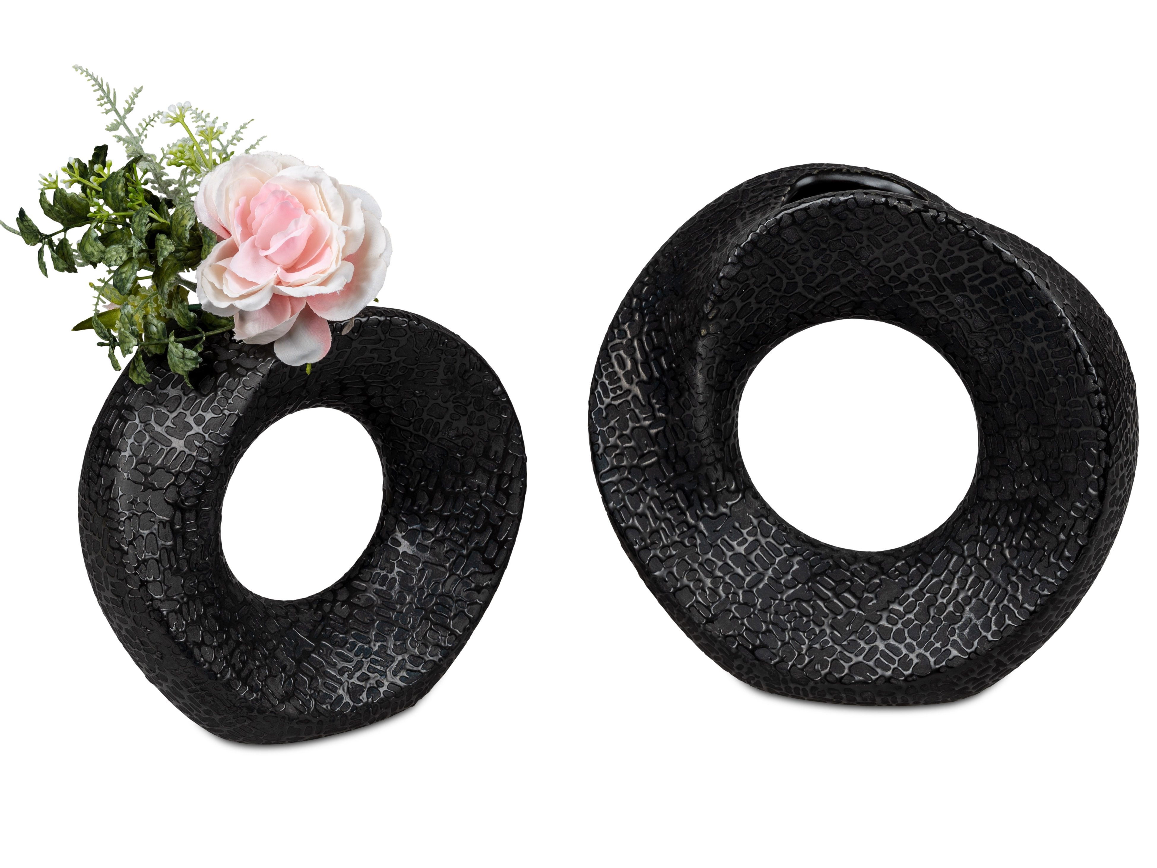 formano Dekovase Modern Black, Farbe: Schwarz, Motiv: Struktur günstig online kaufen