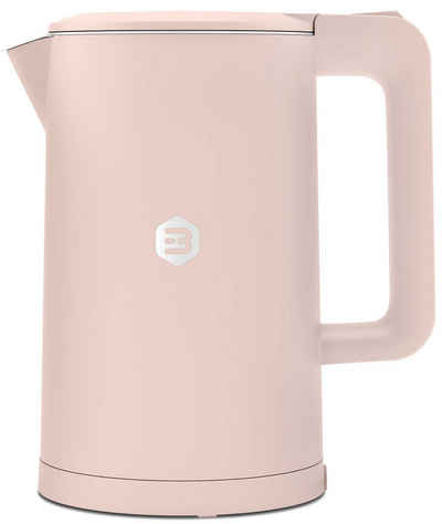 Balter Wasserkocher WK-4-PK, Edelstahl, 1,7 Liter, Doppelwand Design, BPA frei, LED, Teekocher, leise, pink