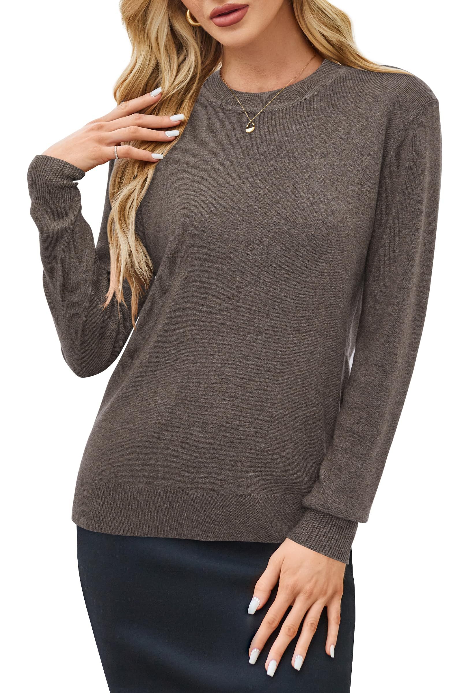 Strickpullover Damen Strickpullover Rundhals Langarm