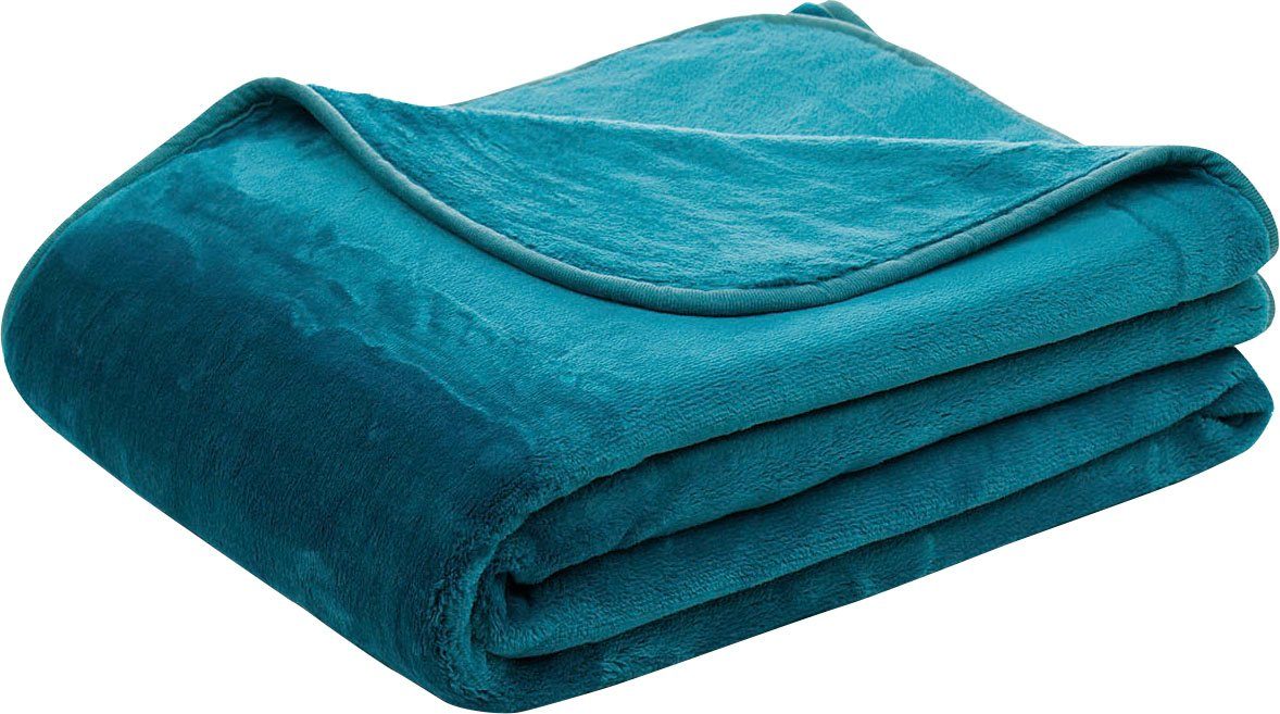 Decke aus petrol Wohndecke Polyester, Kuscheldecke Uni recyceltem Gözze,