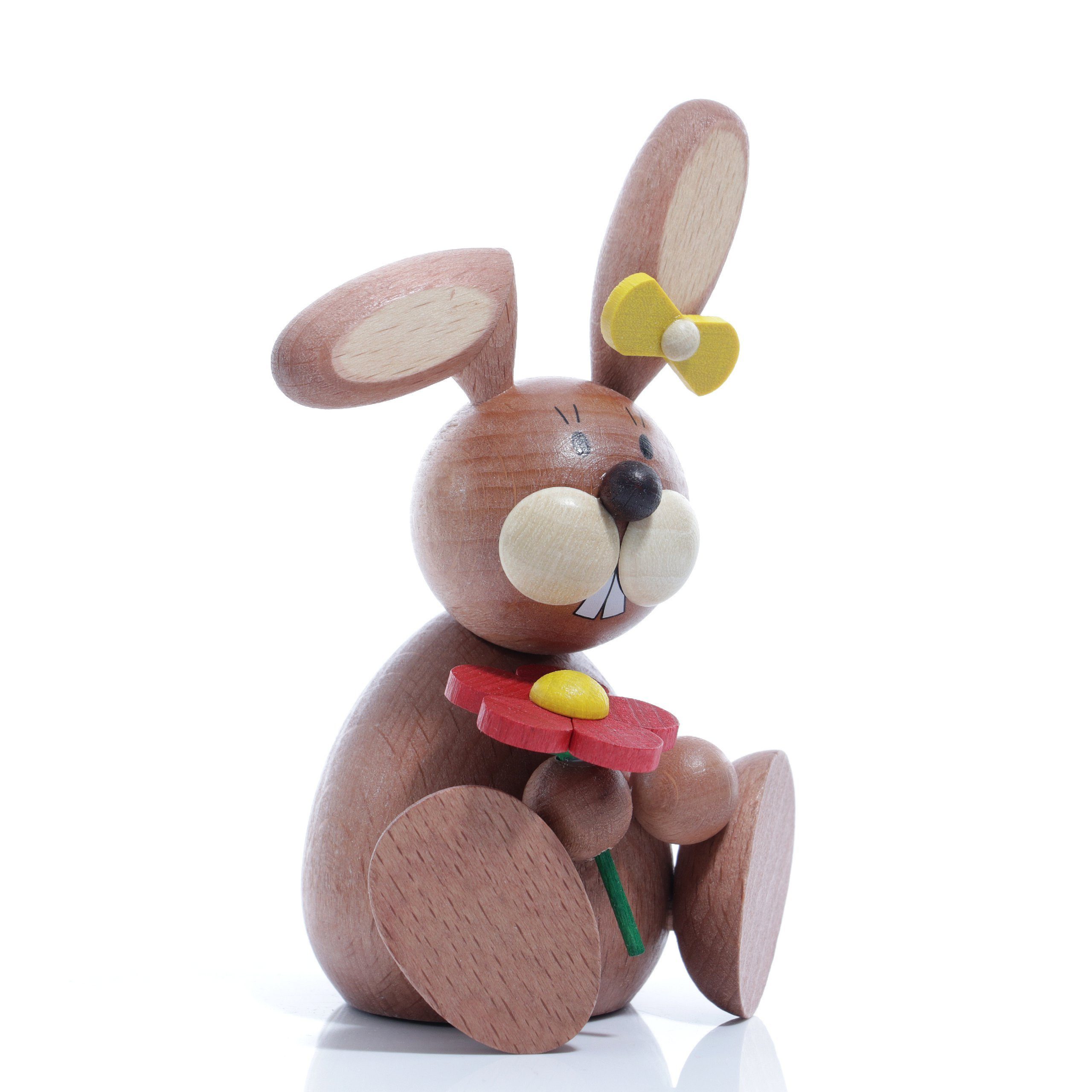 Ullrich Kunsthandwerk Osterhase Osterartikel Osterhäsin mit Blume HxB 11x7,2cm NEU