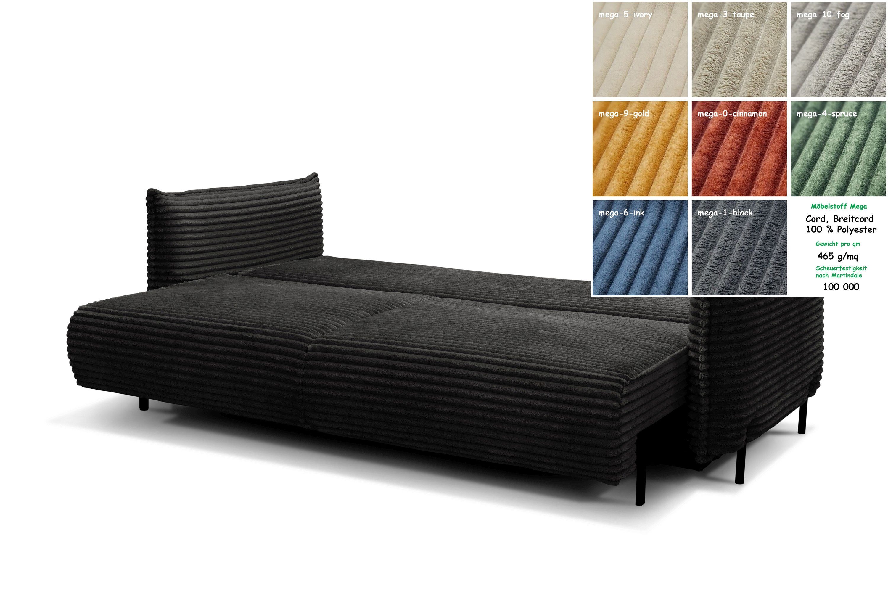 Farbauswahl, Cordbezug Farbwunsch Cord Sofa sowie mit Eigener bezogen mit Bettsofa Dich und Möbel für Bettkasten Amalfi