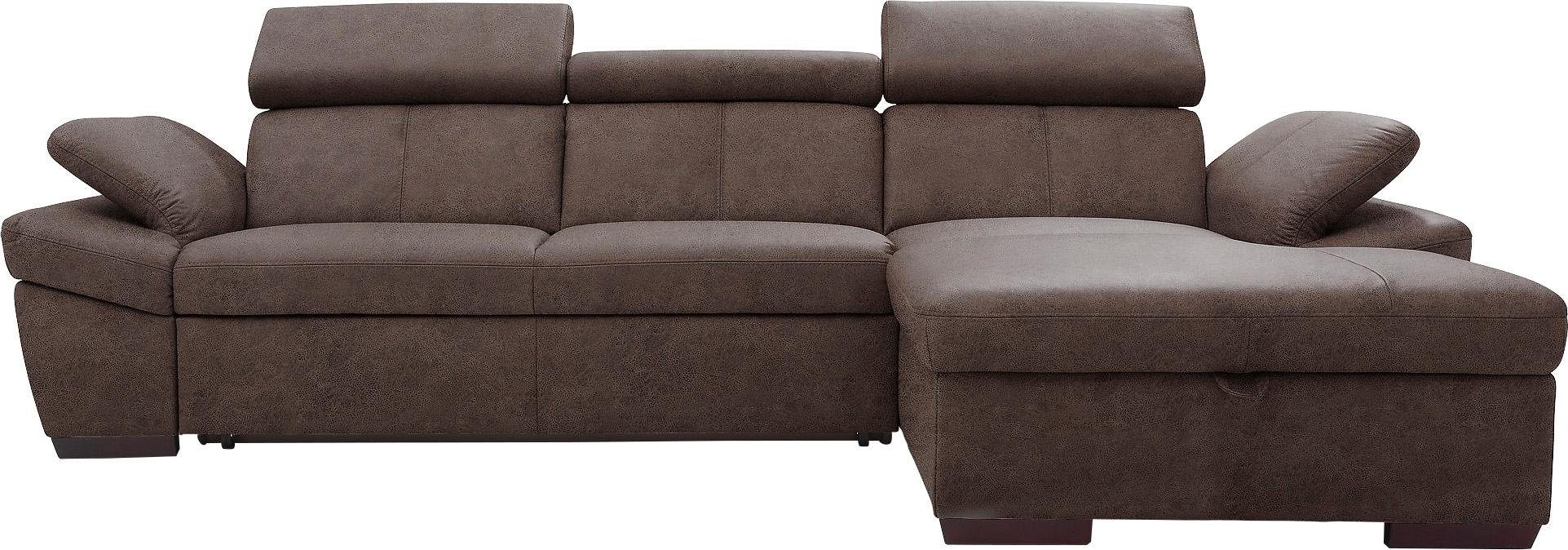 exxpo - sofa fashion Ecksofa Salerno, Funktionssofa, Breite 280cm, hoher Sitzkomfort, L-Form, inkl. Kopf- und Armteilverstellung, wahlweise mit Bettfunktion