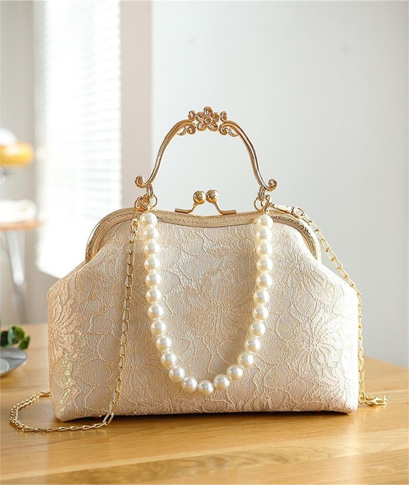 Fivejoy Abendtasche Damen handtasche aus Spitze, hochwertige Umhängetasche mit Perlendruck