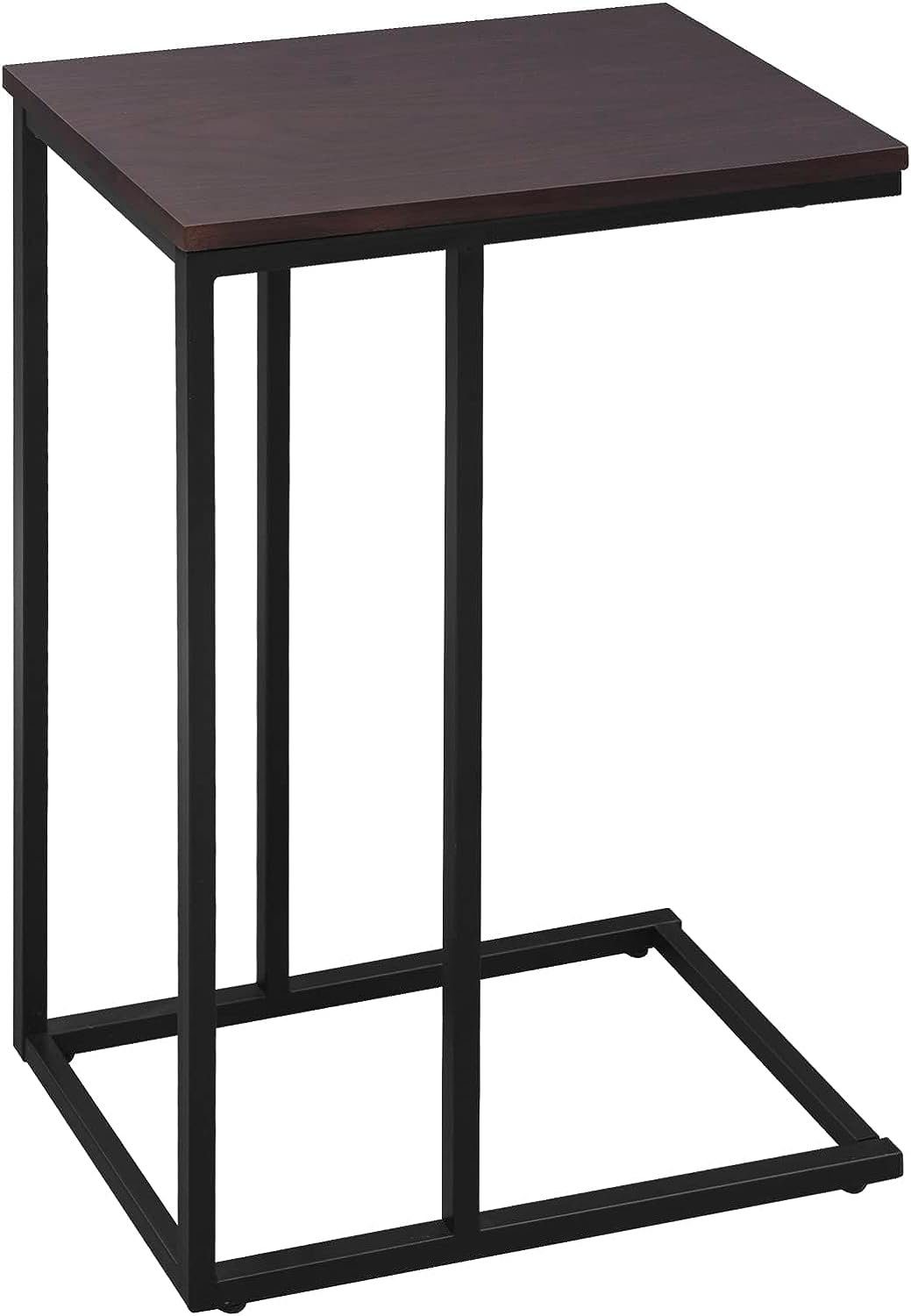 Woltu Beistelltisch (1-St), Sofatisch Tischplatte aus MDF Gestell aus Metall Dunkelbuche | Schwarz