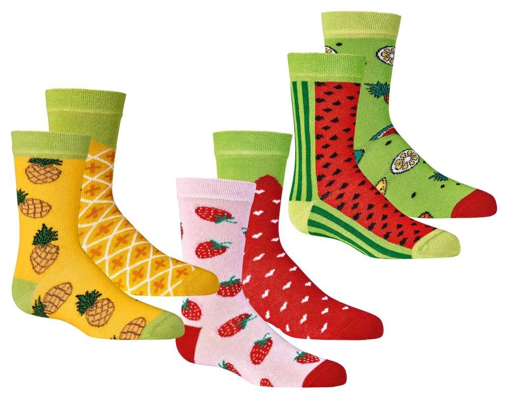 FussFreunde Kurzsocken 6 Paar Kurzschaft Kinder Socken für Mädchen & Jungen weiche Baumwolle Tutti Frutti