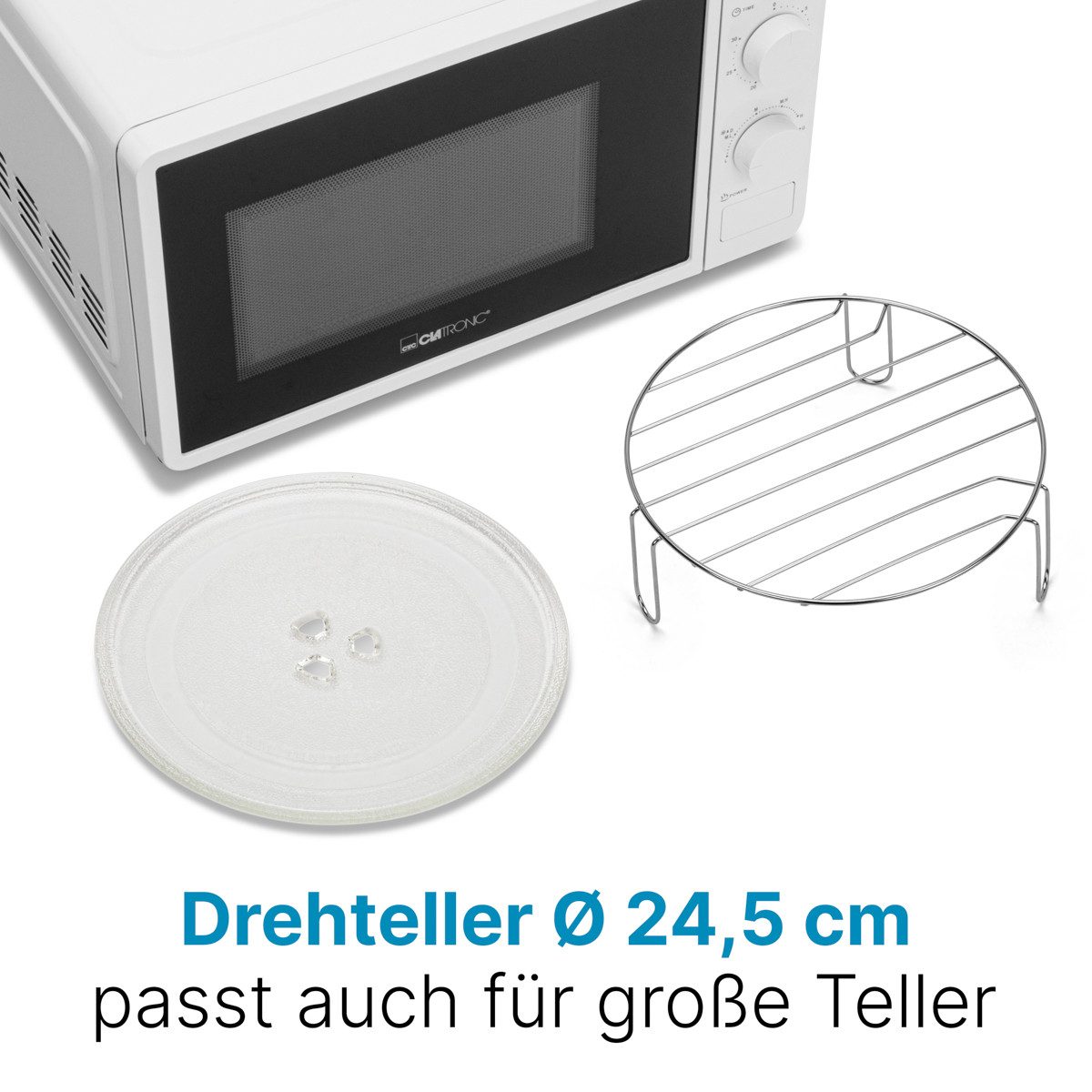 CLATRONIC Mikrowelle MWG 792, Mikrowelle mit Grill, 800 Watt, 20 Liter