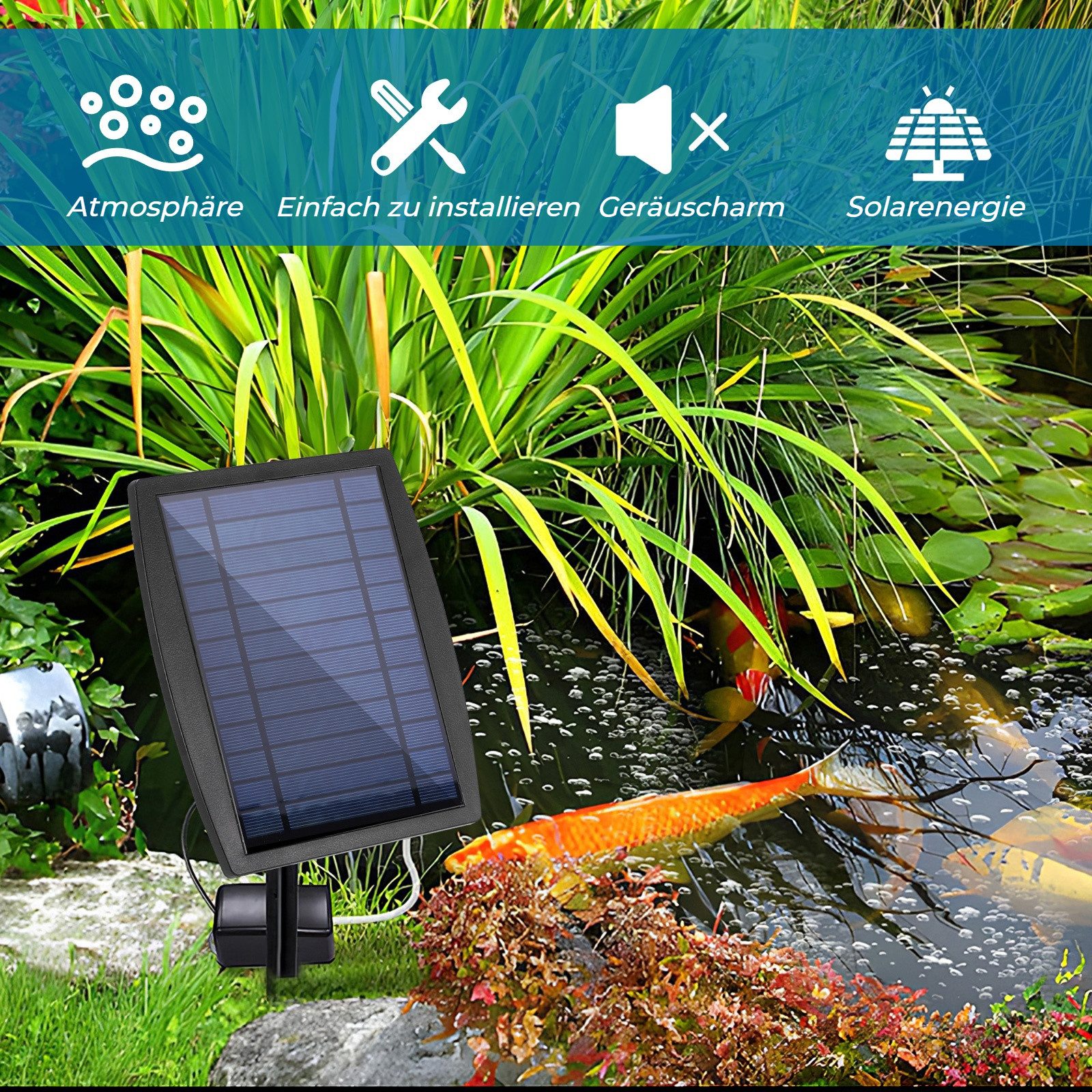 BlingBin Solarpumpe Teichbelüfter, Solar Sauerstoffpumpe mit günstig online kaufen