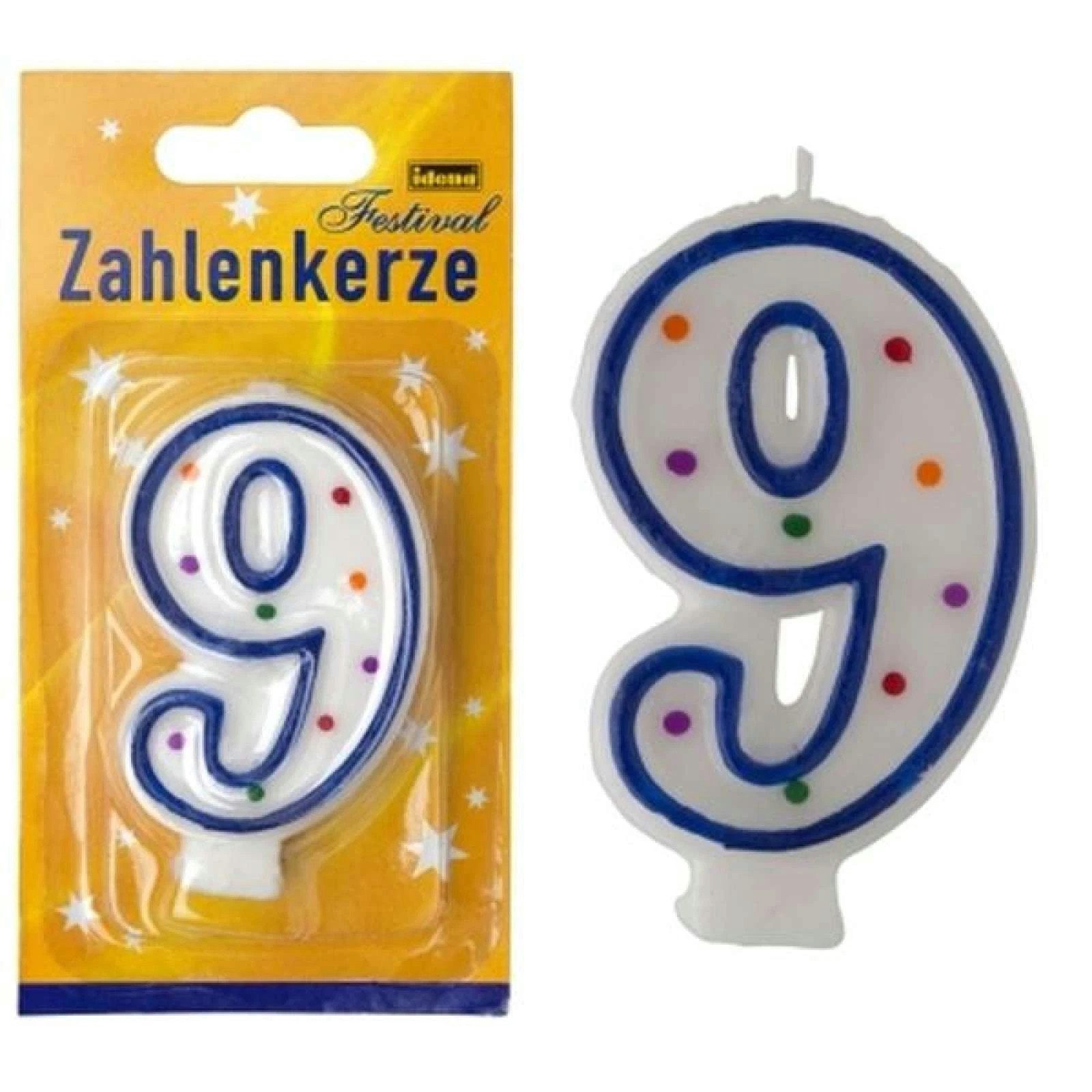 Idena Geburtstagskerze Idena Zahlenkerze 9 blau - Geburtstagskerze