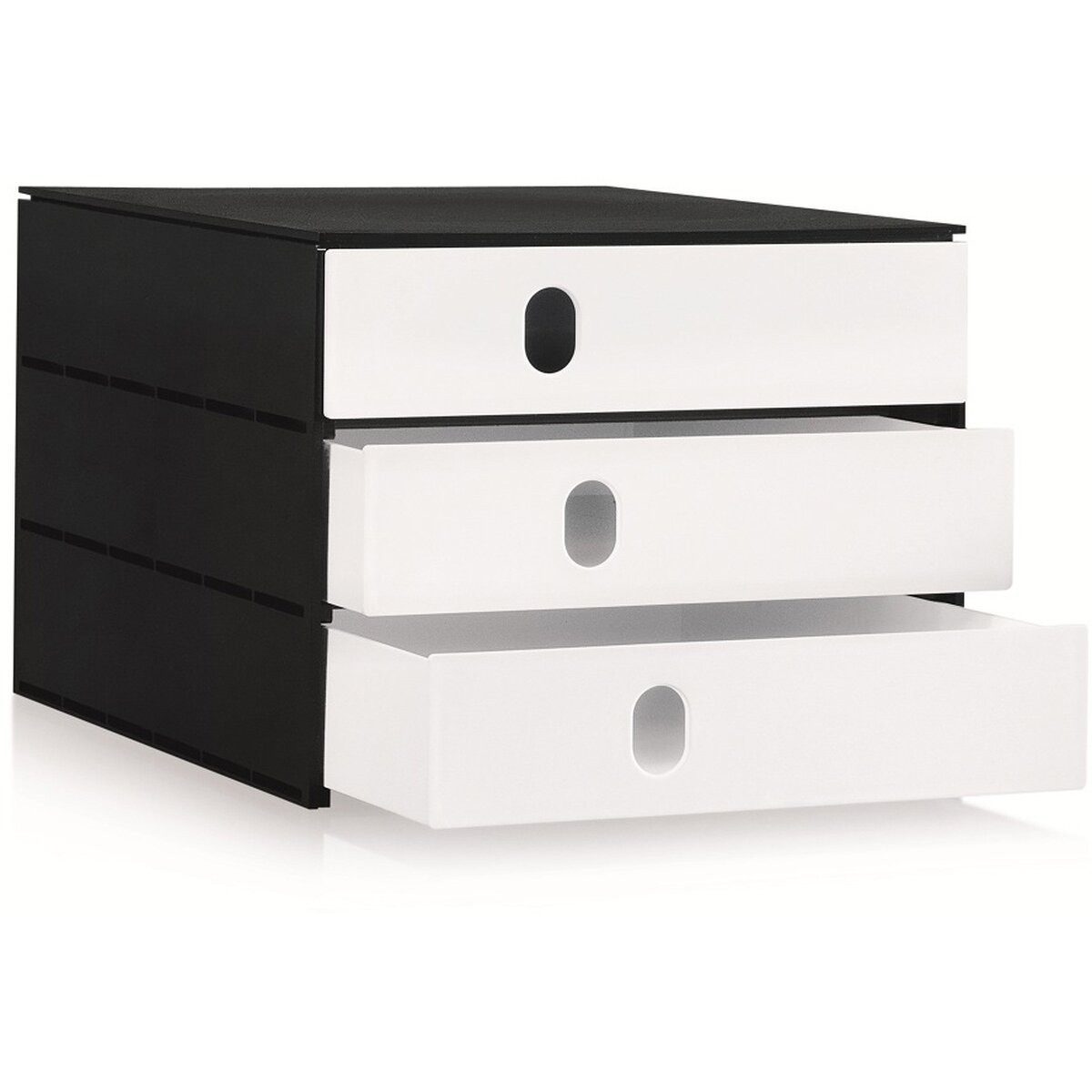 STYRO Organizer Schubladenbox styroval Pro 3 Schubladen geschlossen schwarz/weiß