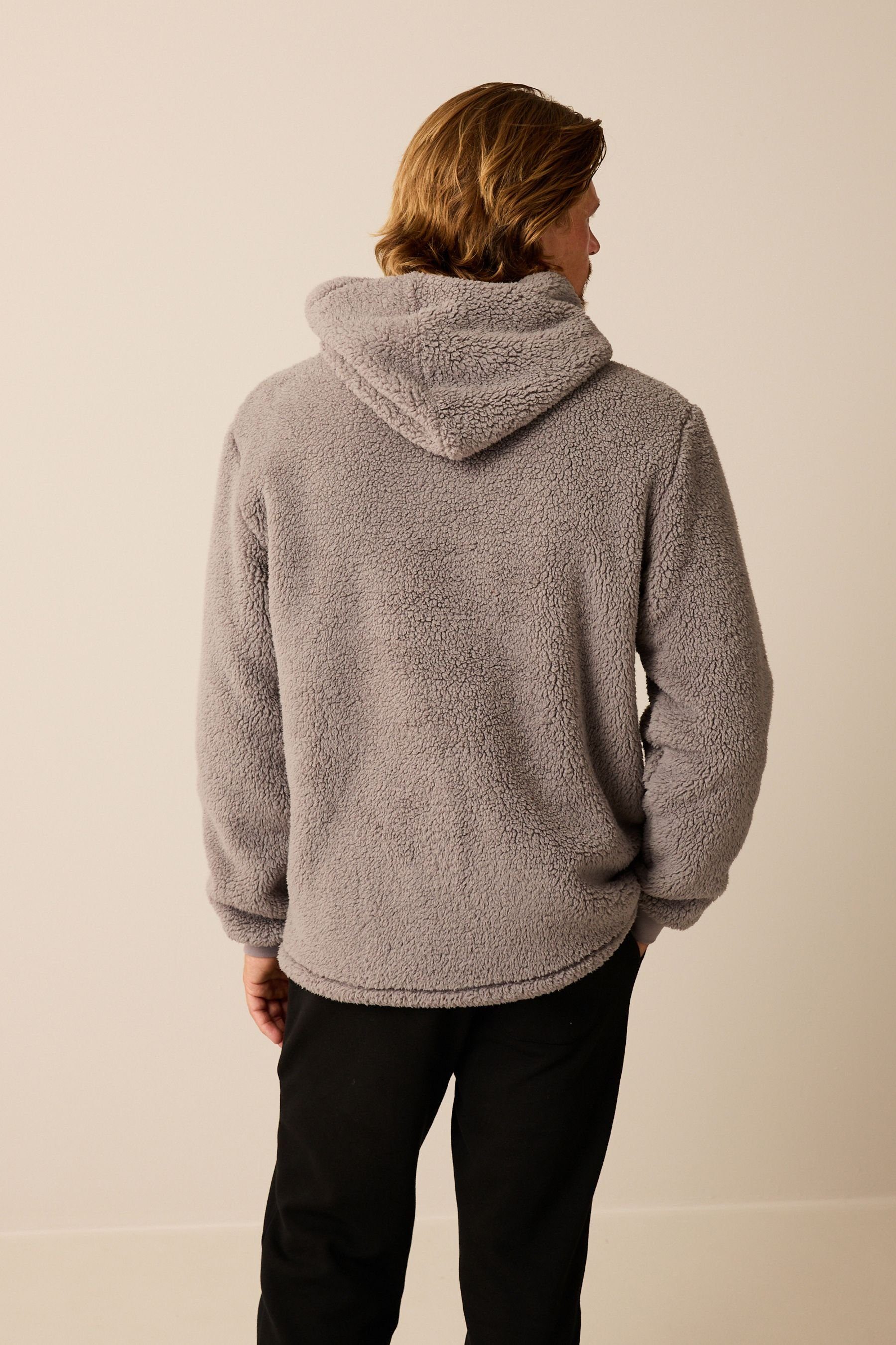 Next Fleeceshirt Kapuzensweatshirt mit (1-tlg) Teddykunstfell Grey