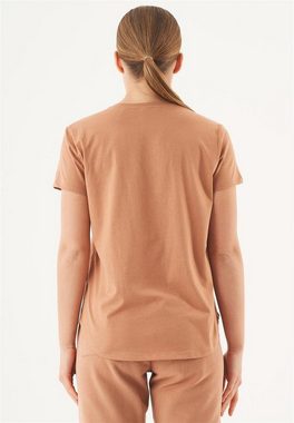 ORGANICATION T-Shirt Tuba-Women's V-Neck Basic T-Shirt in Light Brown