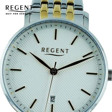 Regent Quarzuhr Regent Herren Armbanduhr Analog, (Analoguhr), Herren Armbanduhr rund, extra groß (ca. 39mm), Metallarmband
