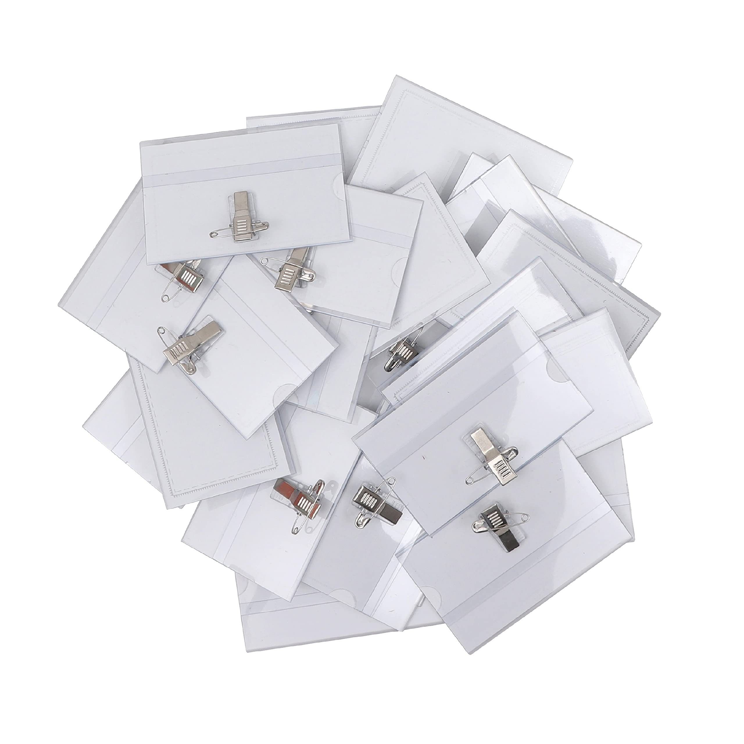 Vous Belle Karten Clip Schlüsselanhänger PVC 9x6cm Befestigung Pack) (50er PVC Namensschilder (50er Set) Kartenhalter, Namensschilder 9x6cm Halter