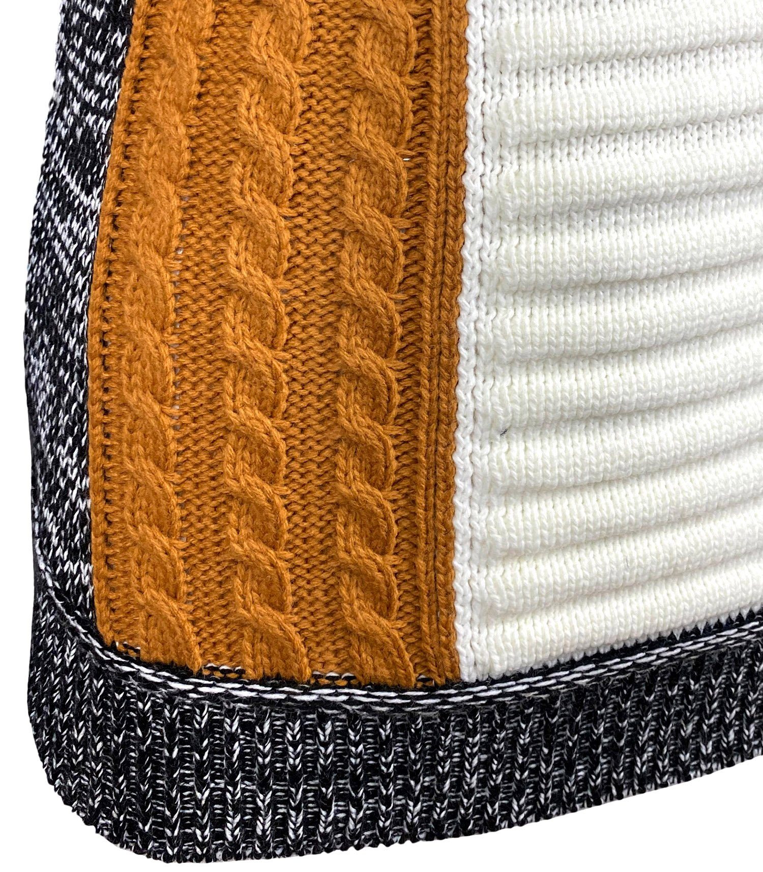 Baxboy Strickpullover Baxboy Herren Grobstrick Pullover Doppeltem Stehkragen B-51113